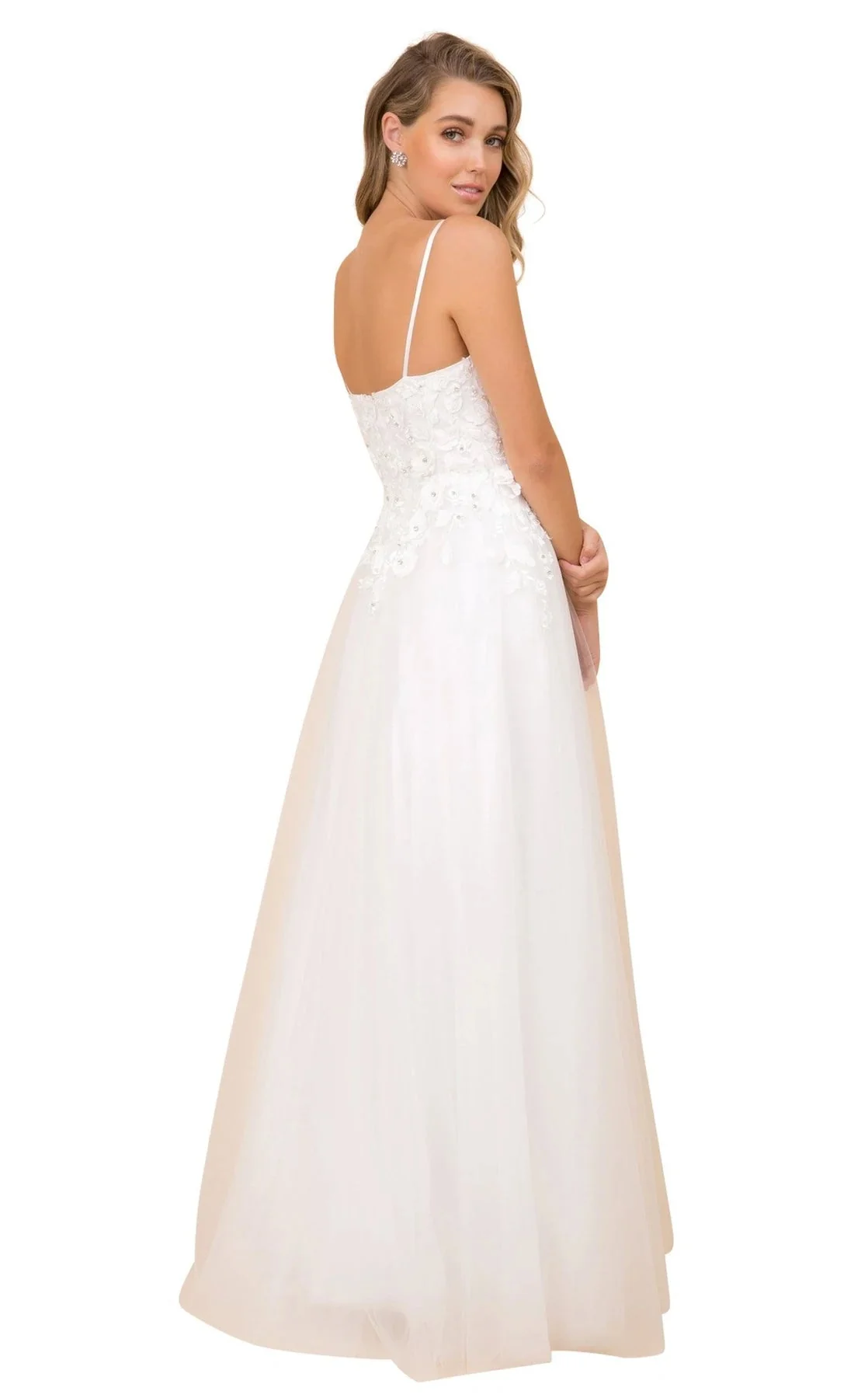 Nox Anabel R346 Size 10 A Line 3D Floral Lace Wedding Dress V Neck Bridal Gown - Image 9
