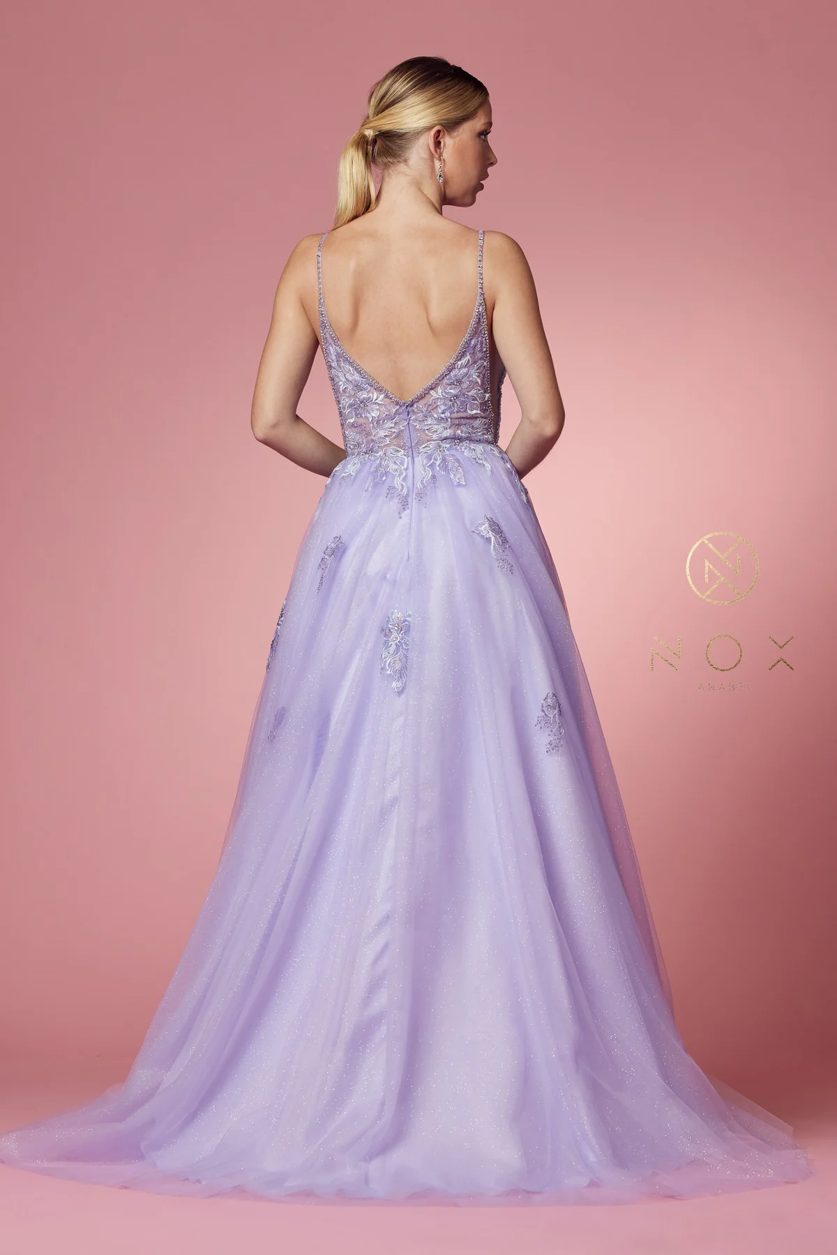 Nox Anabel T1012 Lilac Prom Dress long lace A line Evening Gown - Image 2