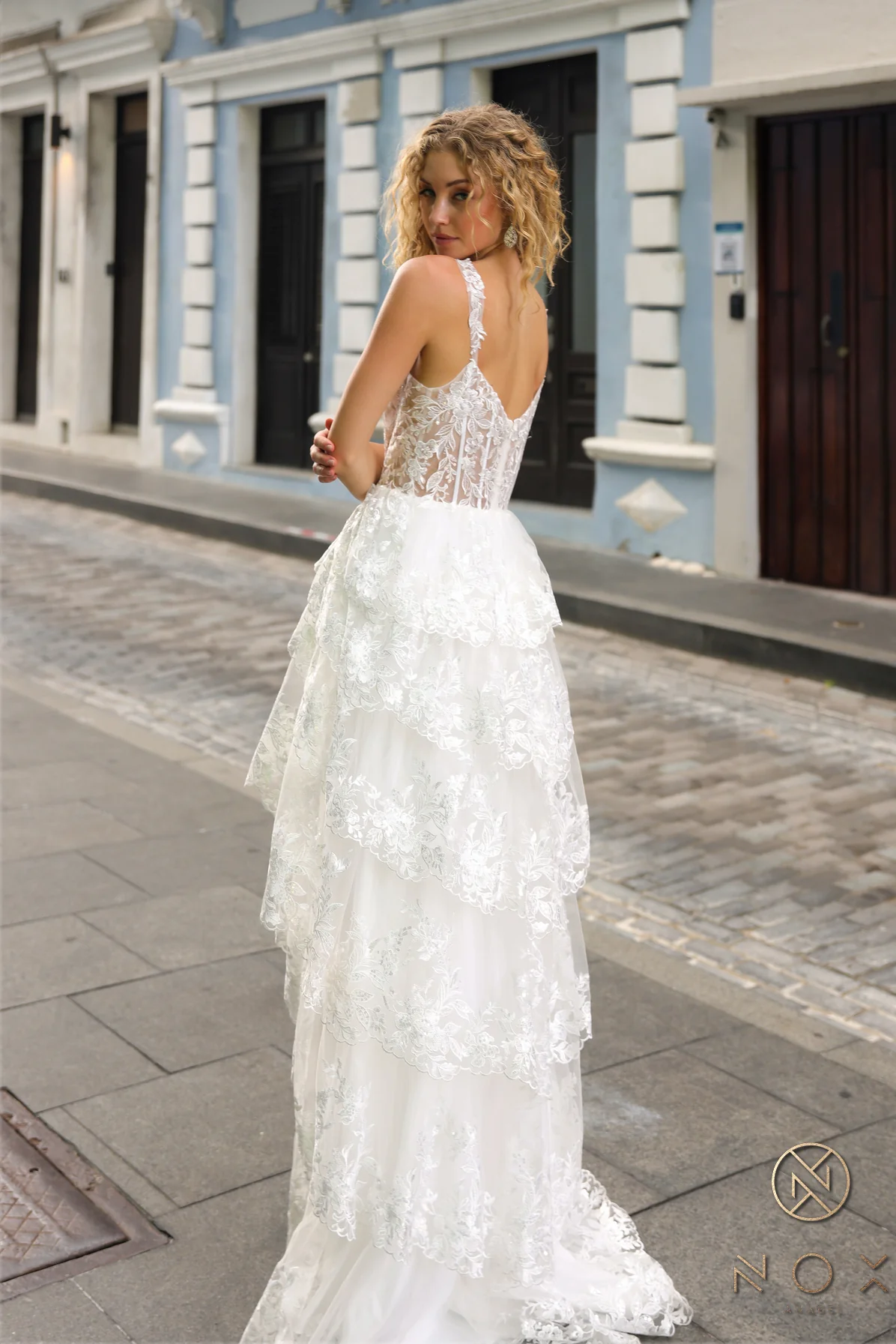Nox Anabel T1335 A Line Ruffle Slit Prom Dress Sheer Lace Corset off the shoulder Pageant Gown - Image 10
