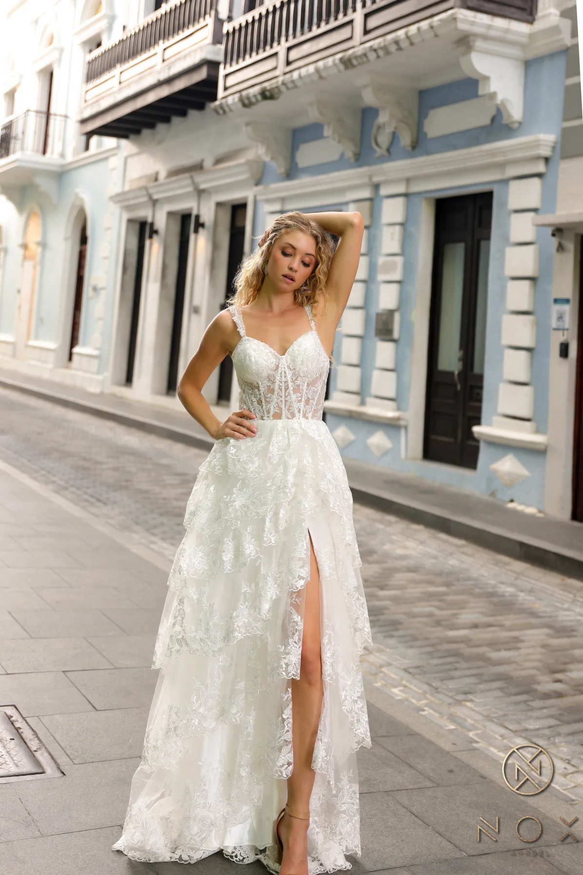 Nox Anabel T1335 A Line Ruffle Slit Prom Dress Sheer Lace Corset off the shoulder Pageant Gown - Image 16