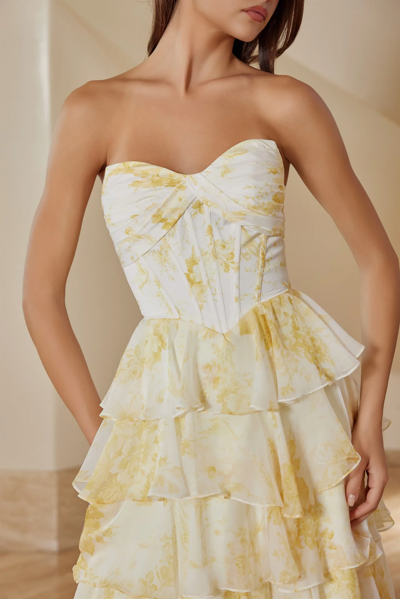 Nox Anabel T1865 Pleated Sweetheart Corset Ruffle Prom Dress - Image 9