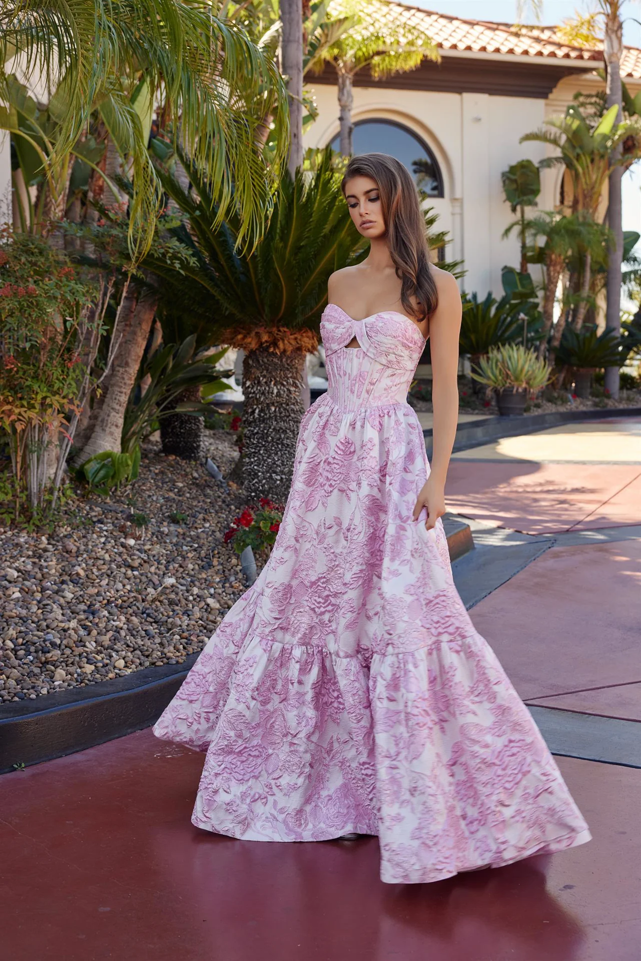 Nox Anabel T1923 Strapless Pleated Keyhole Corset Prom Dress - Image 5