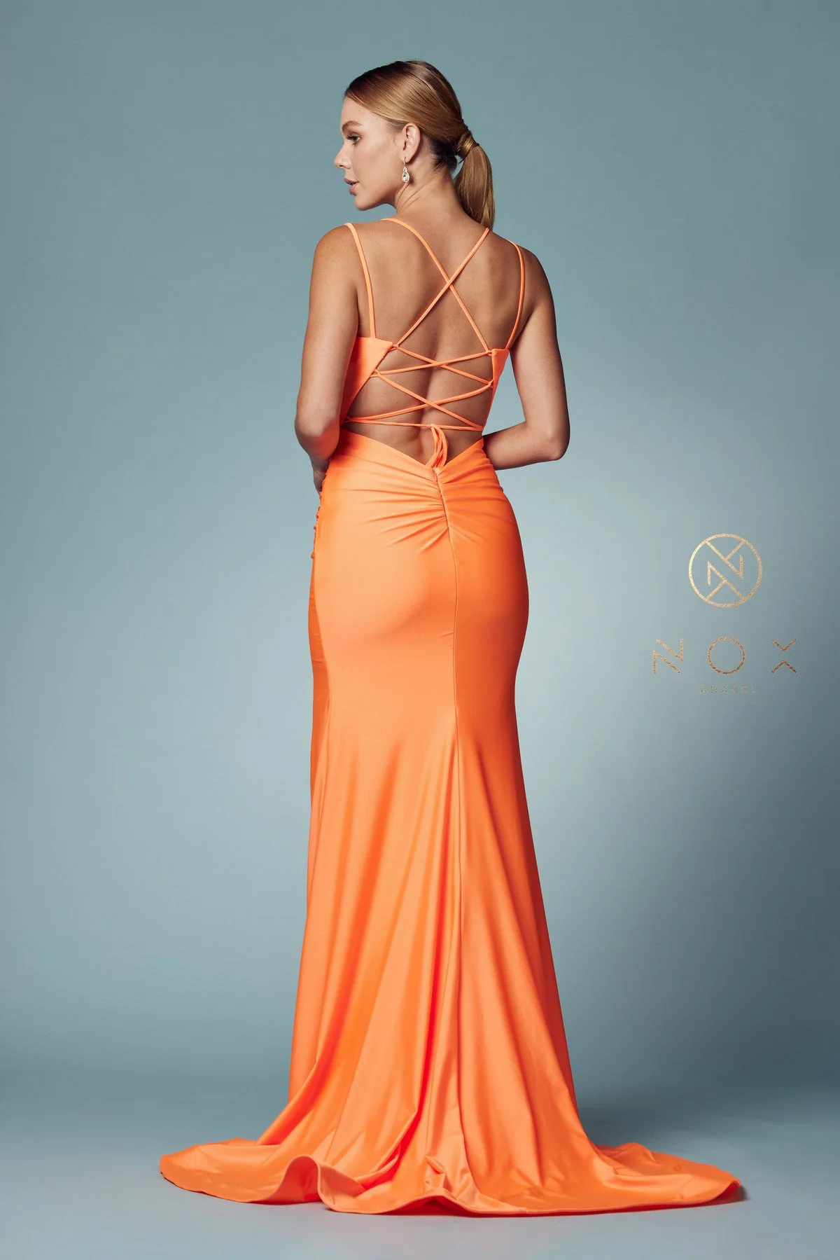 Nox Anabel T481 Size 12 Iris Prom Dress Backless Corset Slit - Image 17