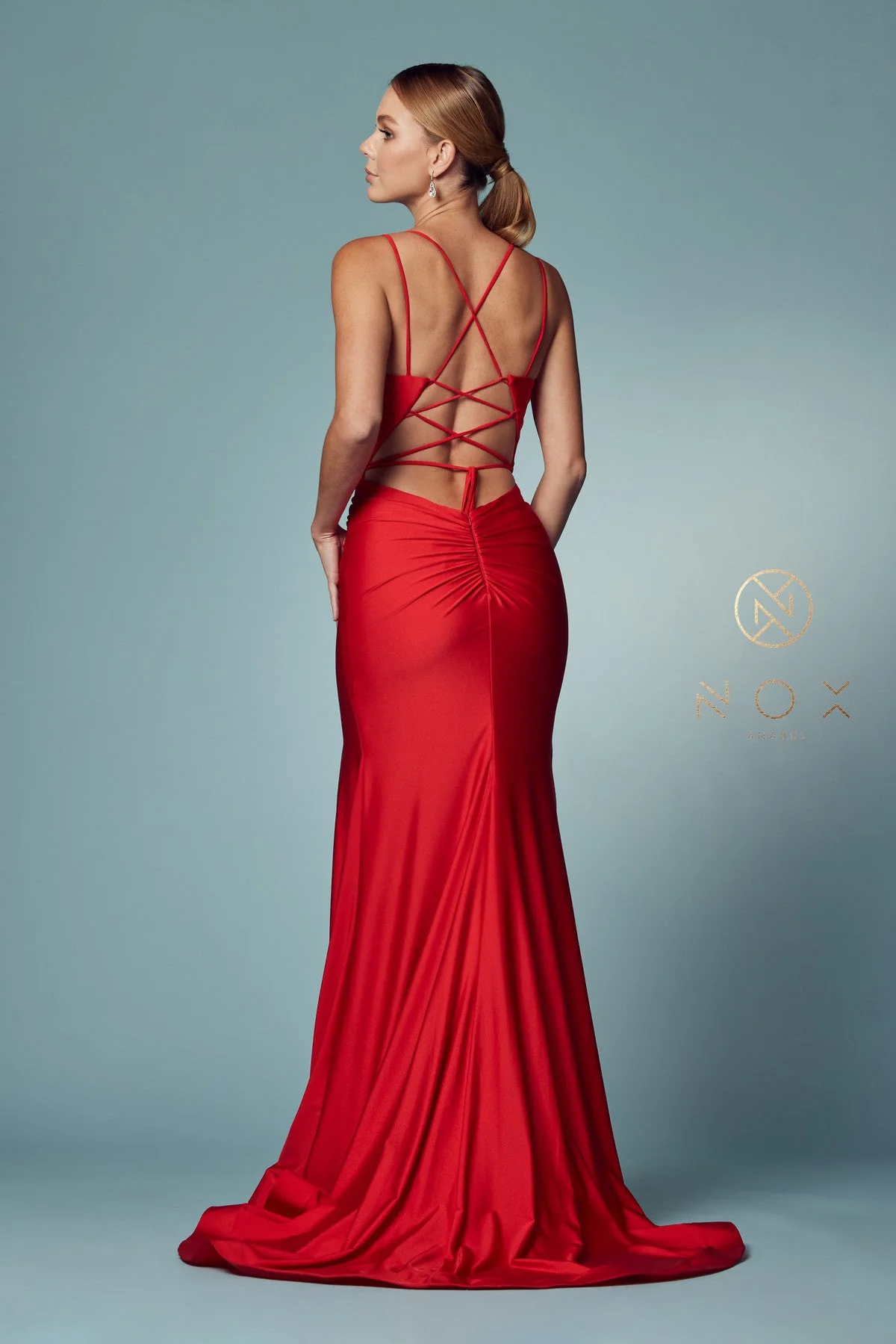 Nox Anabel T481 Size 12 Iris Prom Dress Backless Corset Slit - Image 18