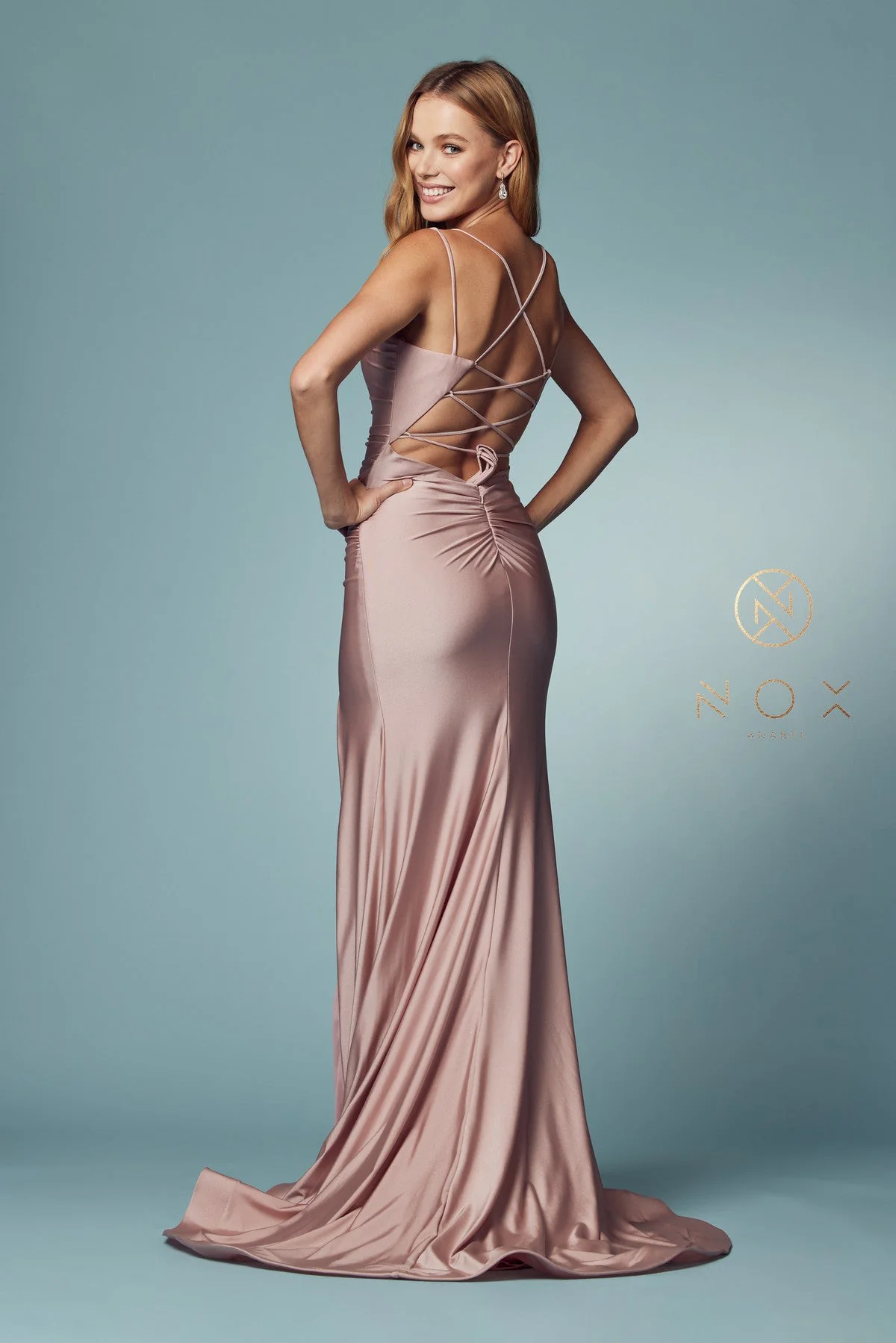 Nox Anabel T481 Size 12 Iris Prom Dress Backless Corset Slit - Image 19