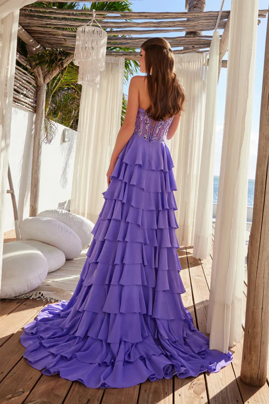 Nox Anabel Y1551 Size 4 Candy Pink Ruffle Slit Sheer Corset Prom Dress Sequin Lace Strapless Formal Gown - Image 4