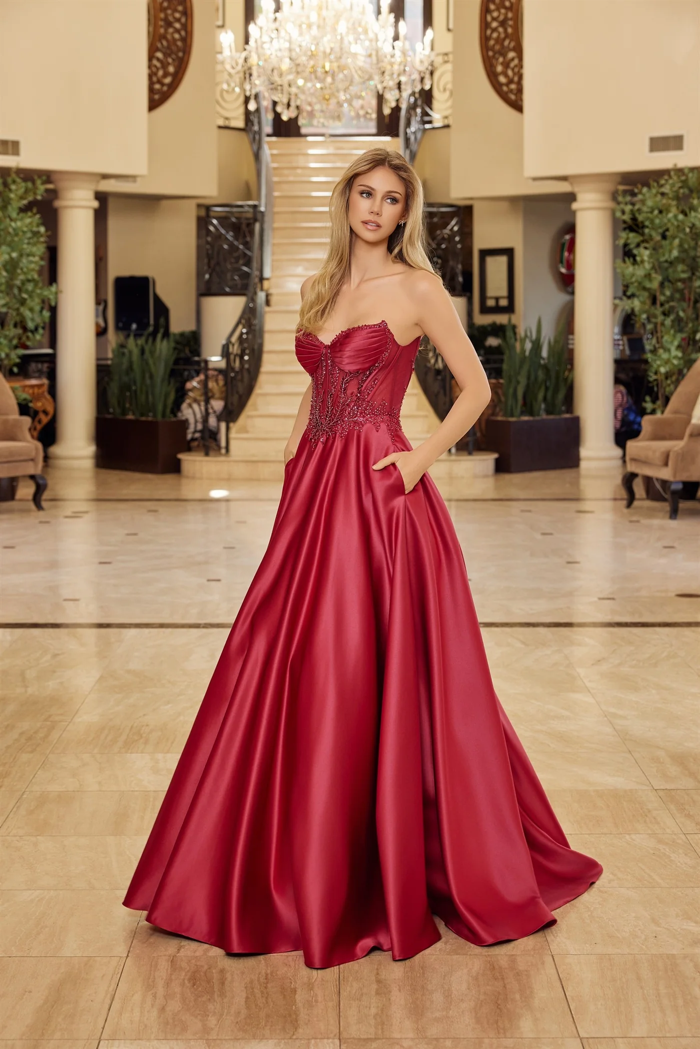 Nox Anabel Y1798 Strapless Beaded Sweetheart Corset Prom Dress - Image 3
