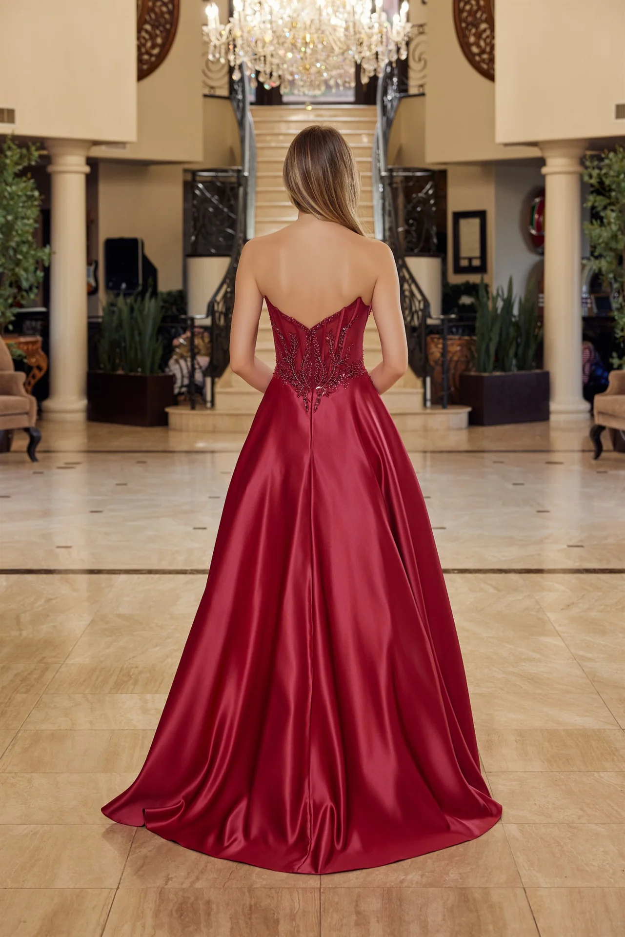 Nox Anabel Y1798 Strapless Beaded Sweetheart Corset Prom Dress - Image 5