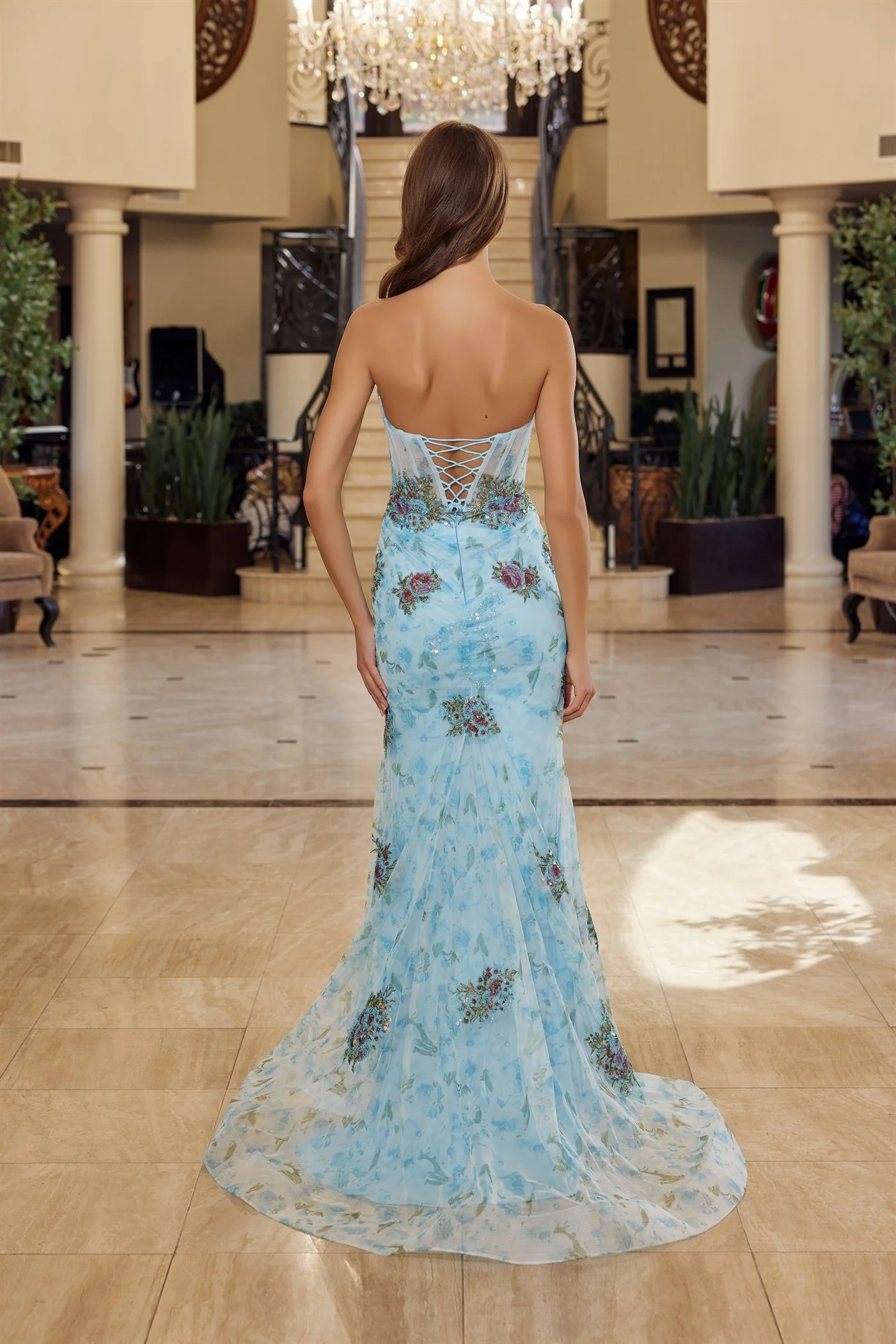Nox Anabel Y1801 Sheer Sequin Corset Strapless Prom Dress - Image 4