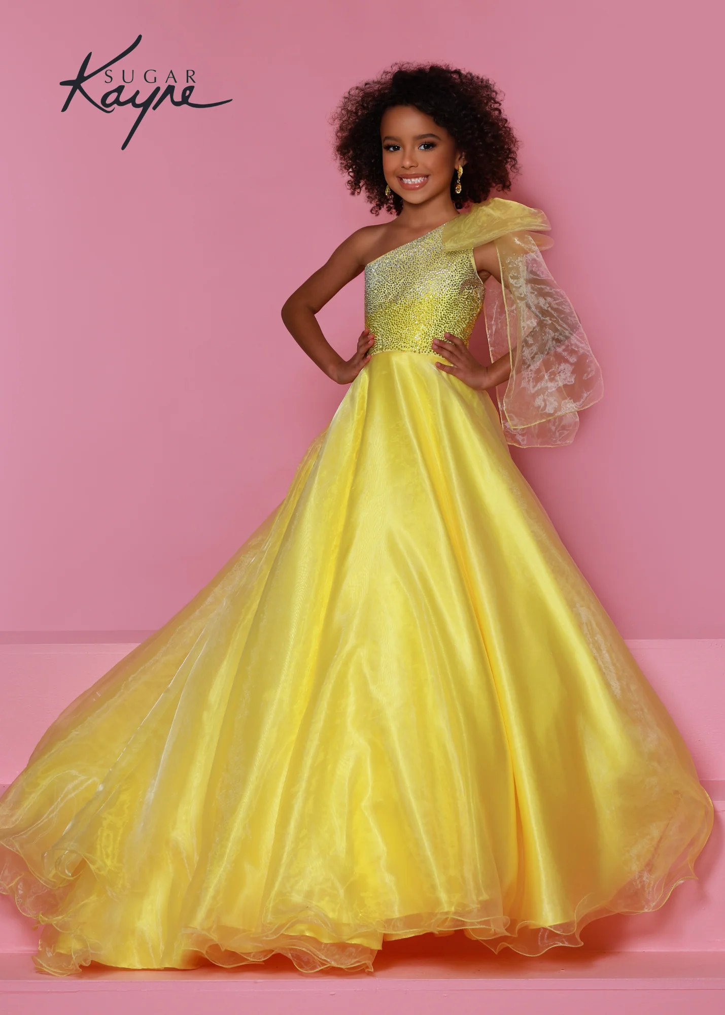Sugar Kayne C310 Girls Preteens Pageant Dress Preteens Gown One Shoulder Bow - Image 5