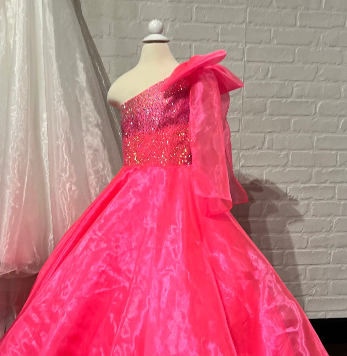 Sugar Kayne C310 Girls Preteens Pageant Dress Preteens Gown One Shoulder Bow - Image 6