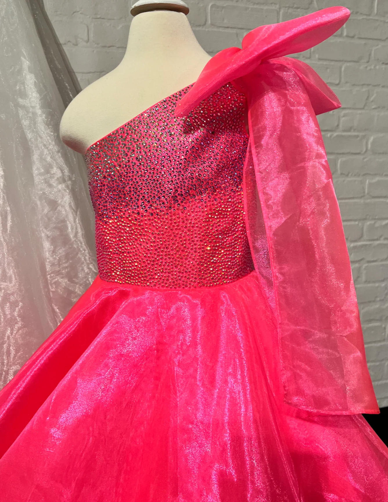 Sugar Kayne C310 Girls Preteens Pageant Dress Preteens Gown One Shoulder Bow - Image 9