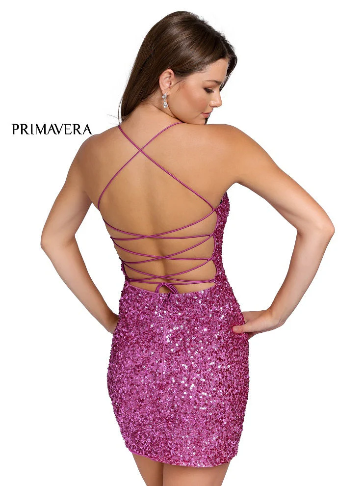 Primavera Couture 3351 Cocktail Dress Short Fitted Sequin Backless Homecoming Dress - Image 51