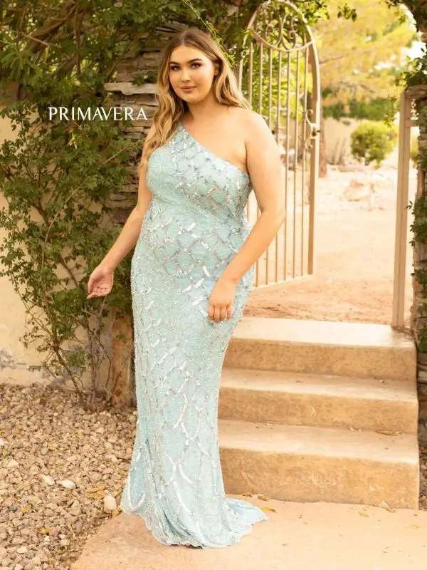 Primavera Couture 14002 Curvy One Shoulder Dress Sequins - Image 9
