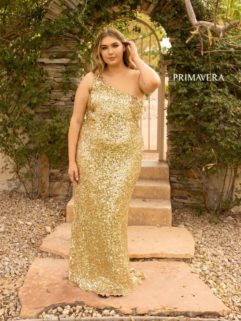 Primavera Couture 14004 Size 16 Orange Long Fitted One Shoulder Sequin Plus Size Prom Dress Formal Gown - Image 14