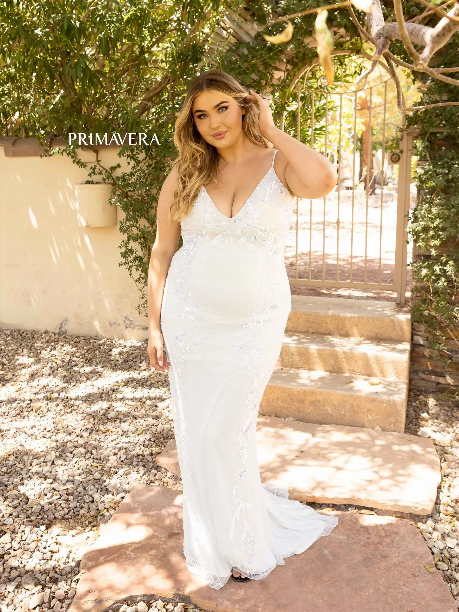 Primavera Couture 14005 Size 22 Peacock Long Beaded Sequin Fitted Plus Size Prom Dress Formal Gown - Image 4