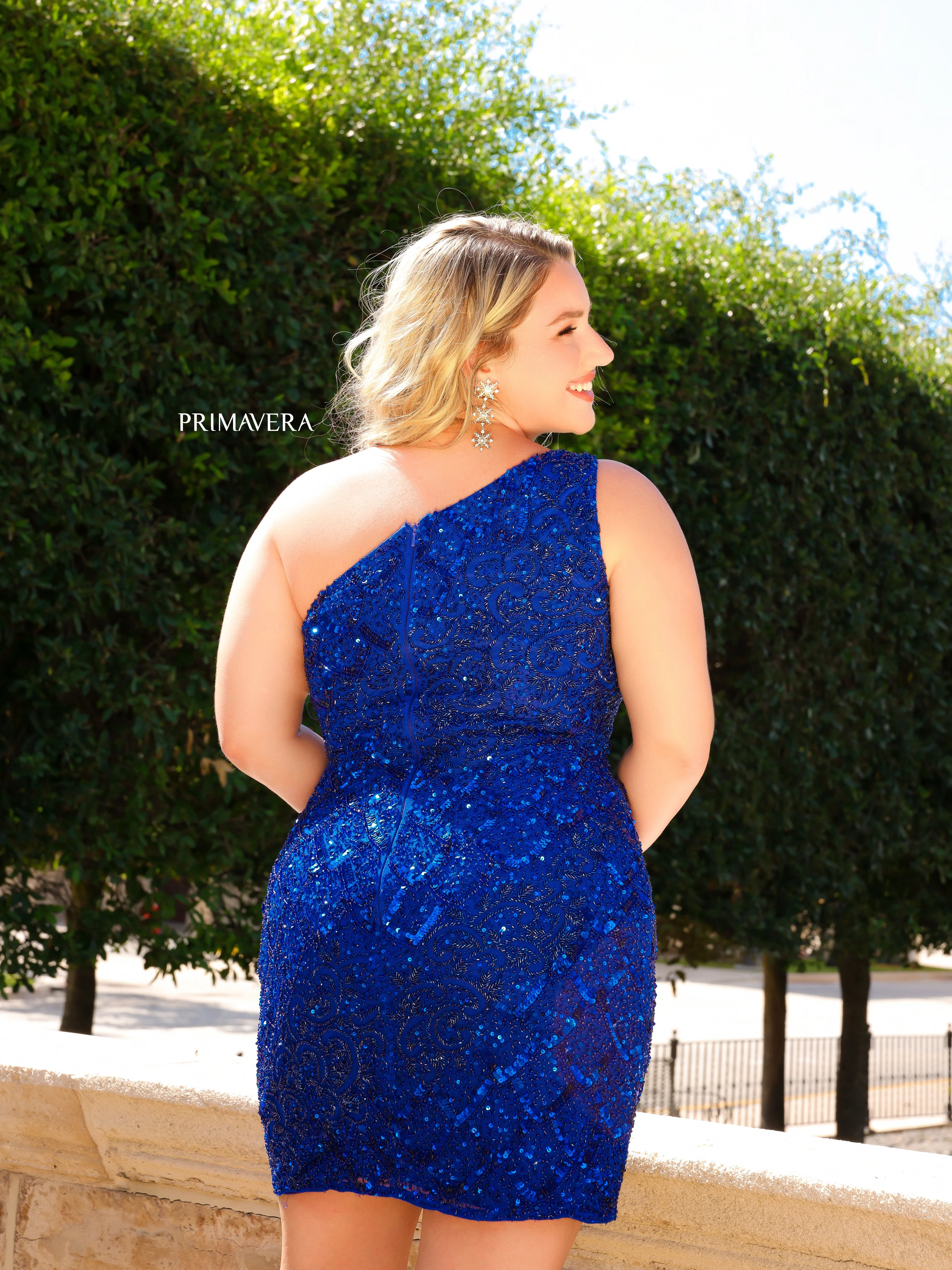 Primavera Couture 14023 Curvy Cocktail Dress One Shoulder Fully Embellished Sleeveless Short Homecoming Cocktail Dress - Image 15