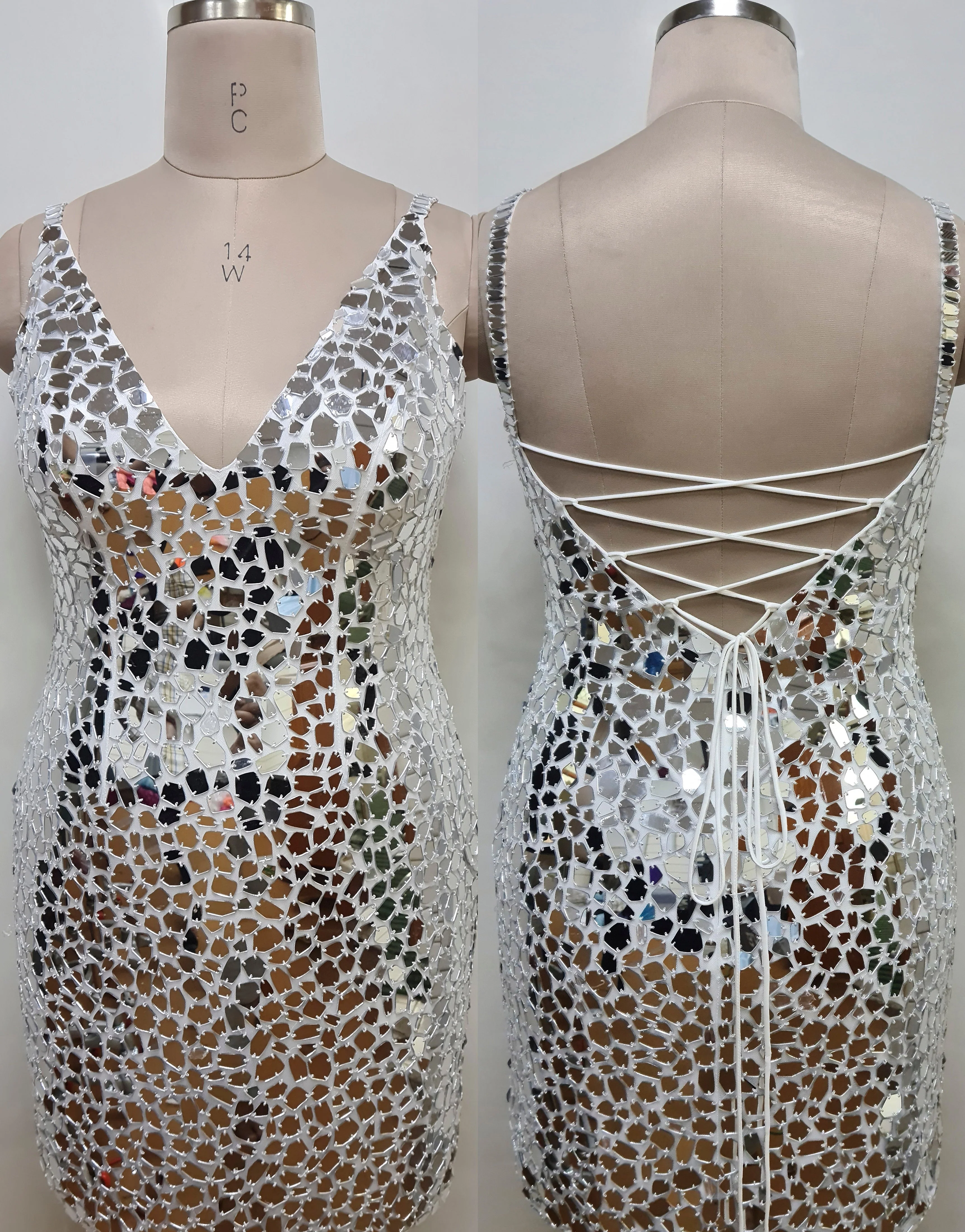 Primavera Couture 14032 Size 16 Royal Curvy Cocktail Dress Cut Glass Spaghetti Strap Open Tie Back Deep V-Neck Curvy Homecoming Cocktail Dress - Image 19
