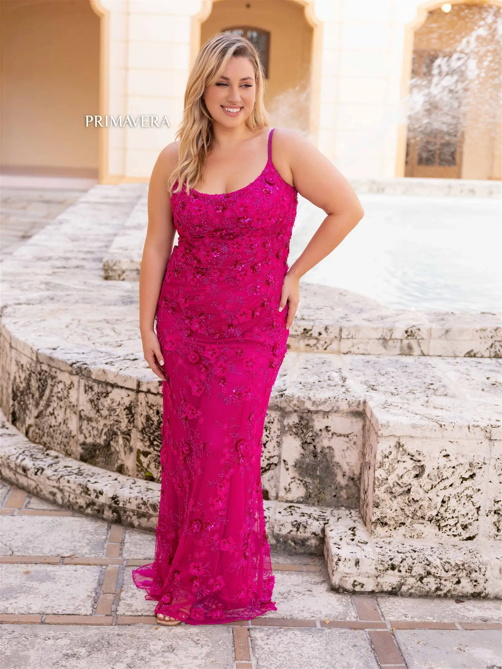 Primavera Couture 14050 Long Prom Dress Plus Size Corset Beaded Fitted Formal Gown - Image 4