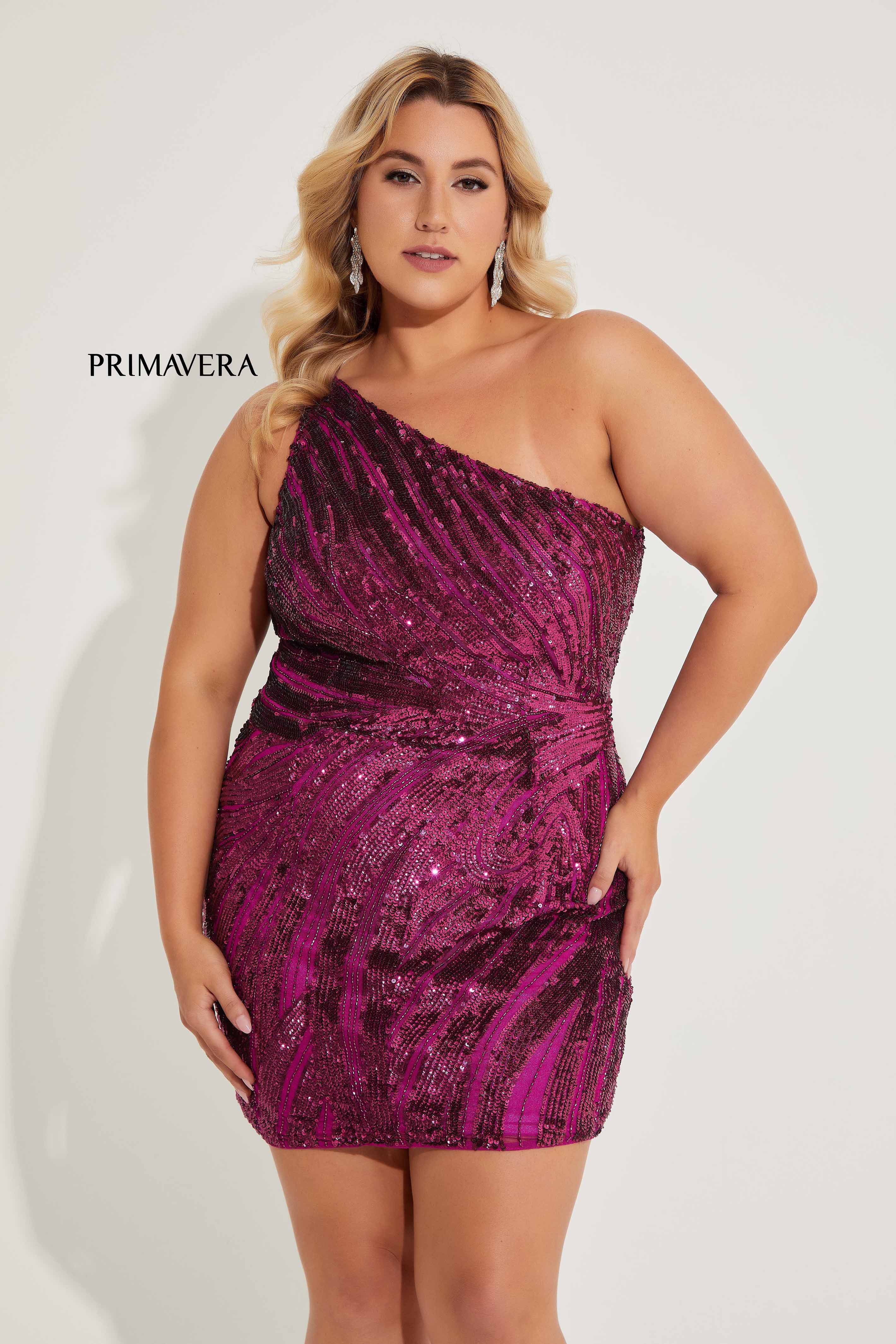 Primavera Couture 14066 One Shoulder Cocktail Dress Sequins Plus Sized Curvy - Image 3