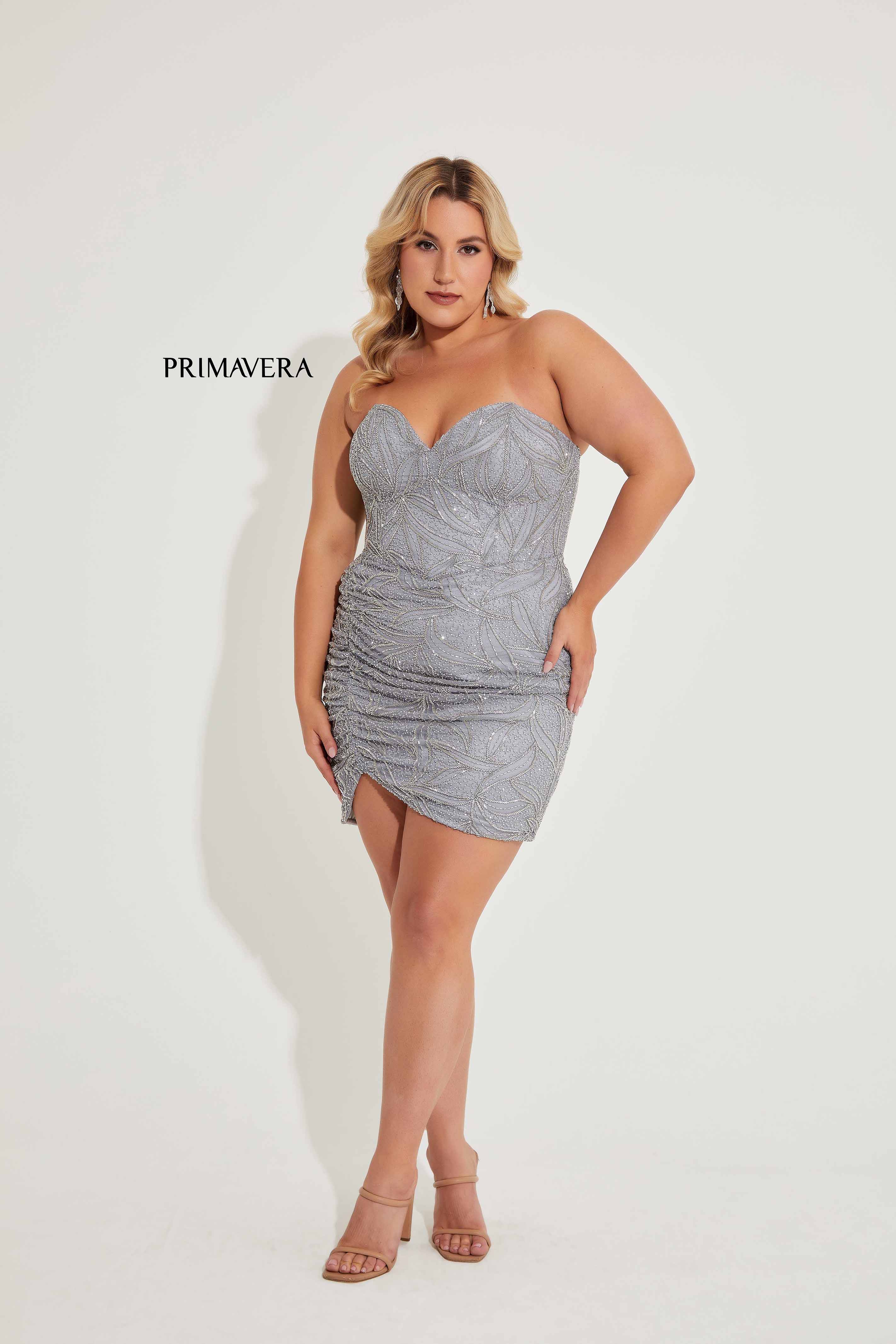 Primavera Couture 14068 Strapless Plus Sized Cocktail Dress Sequined - Image 3