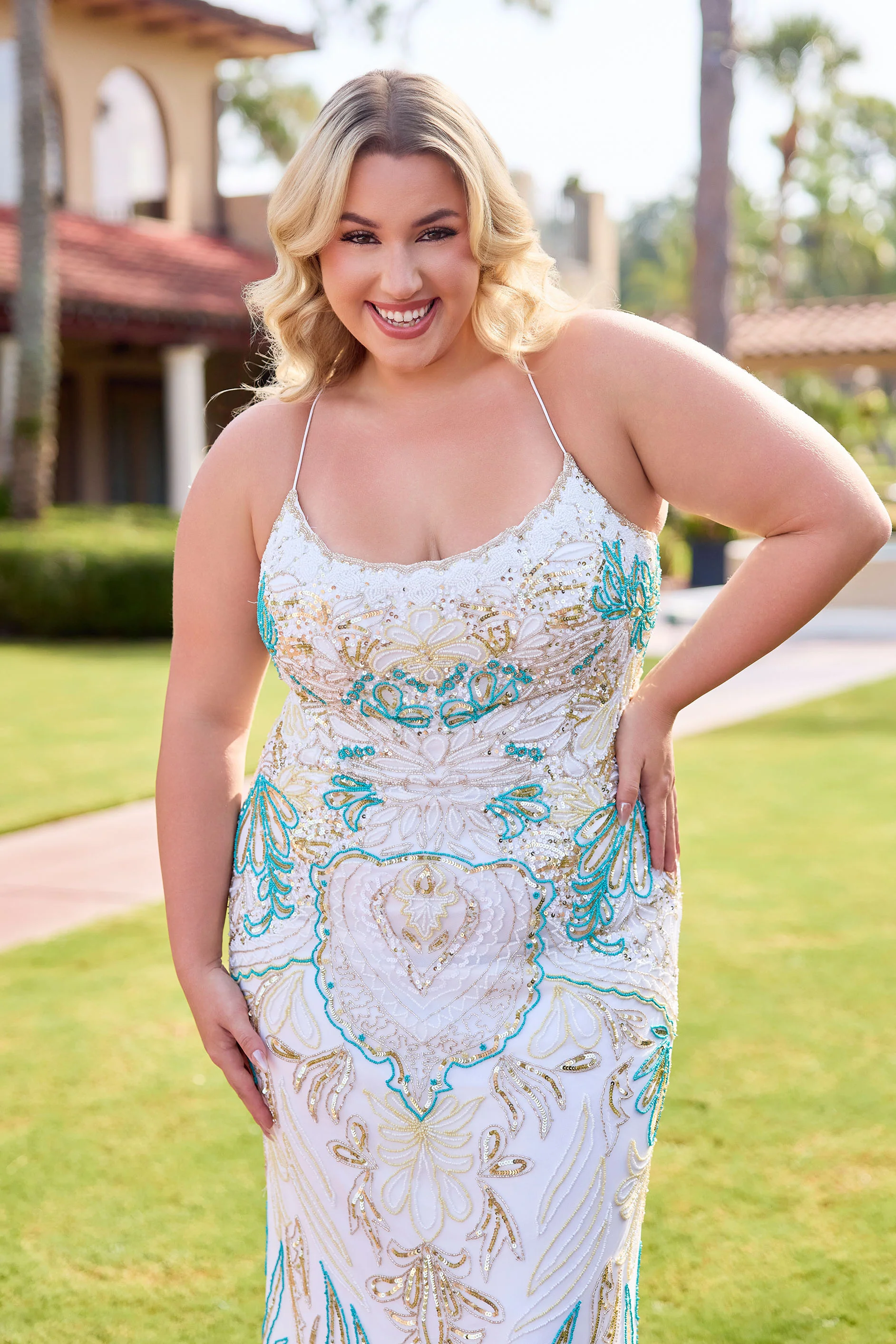 Primavera Couture 14074 Curvy Prom Dress Beaded Formal - Image 3