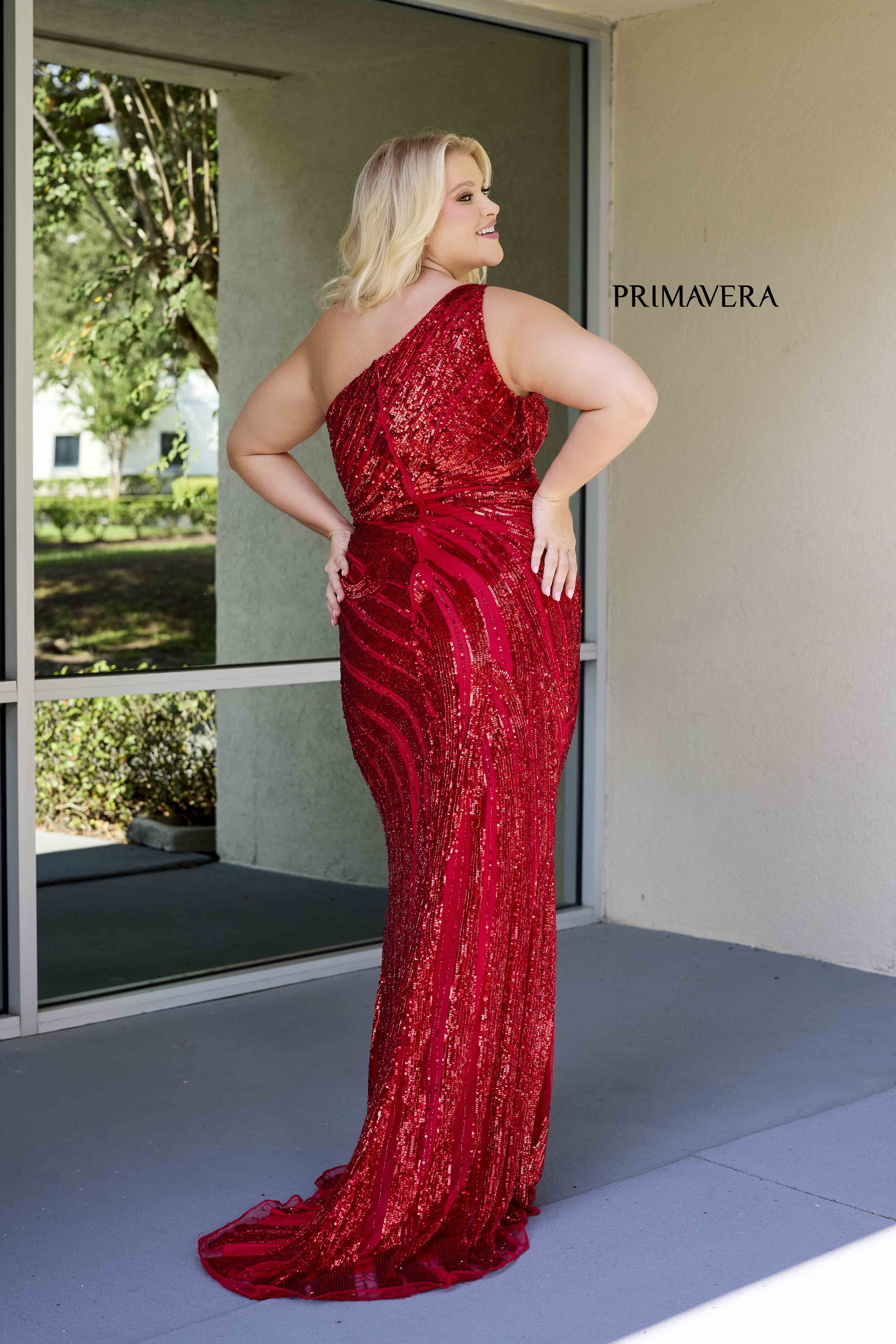 Primavera Couture 14075 Plus Size Sequin Prom Dress One Shoulder Formal Pageant Gown - Image 6