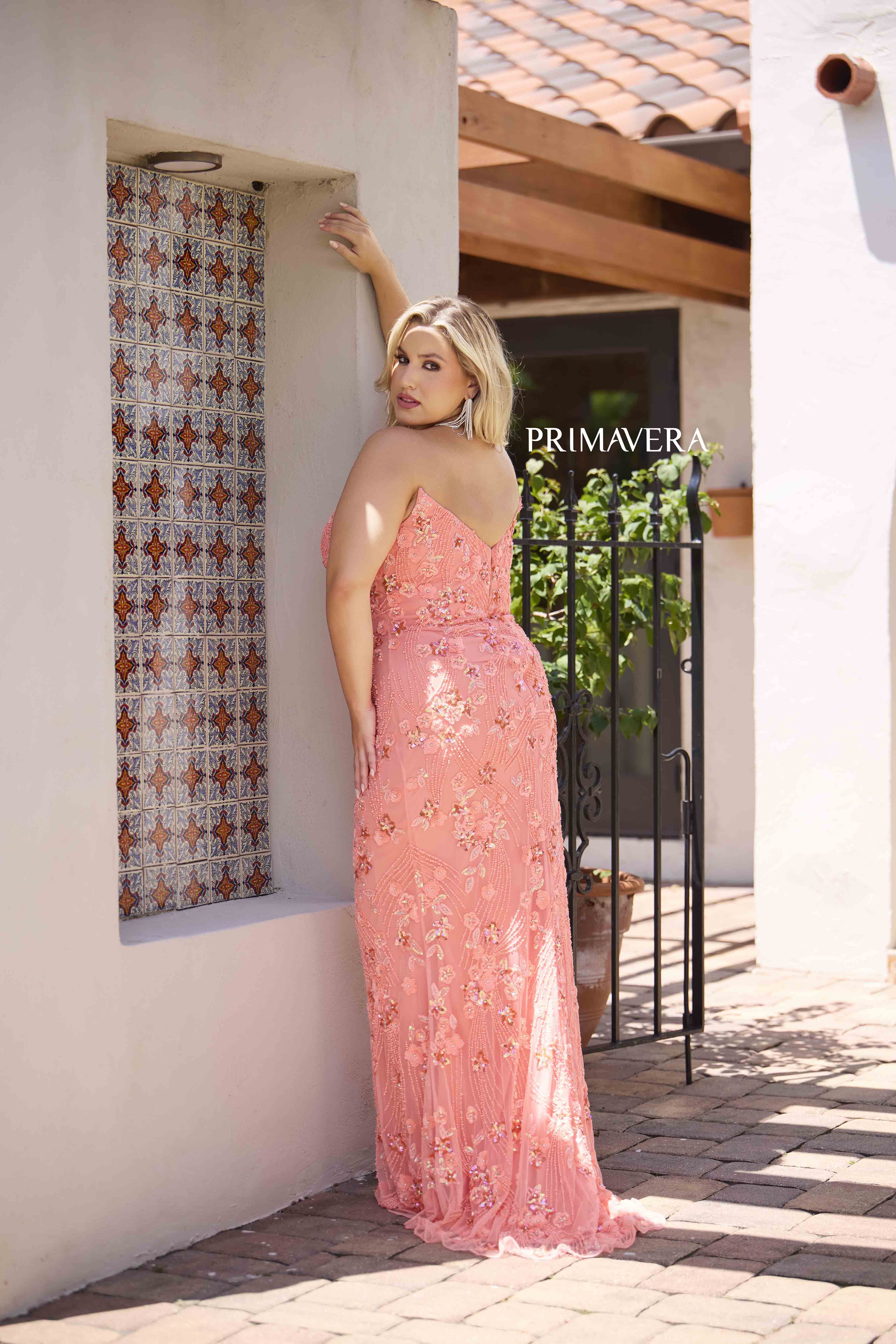 Primavera Couture 14080 Size 16 Black Fitted Sequin Plus Size Prom Dress V Neck Formal Gown Strapless - Image 7