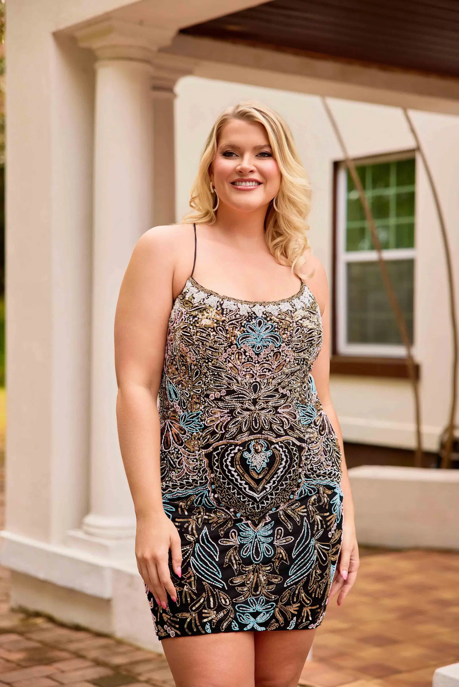 Primavera Couture 14090 Size 20 Orchid Plus Size Beaded Short Homecoming Dress Corset Scoop neck Cocktail Gown - Image 4