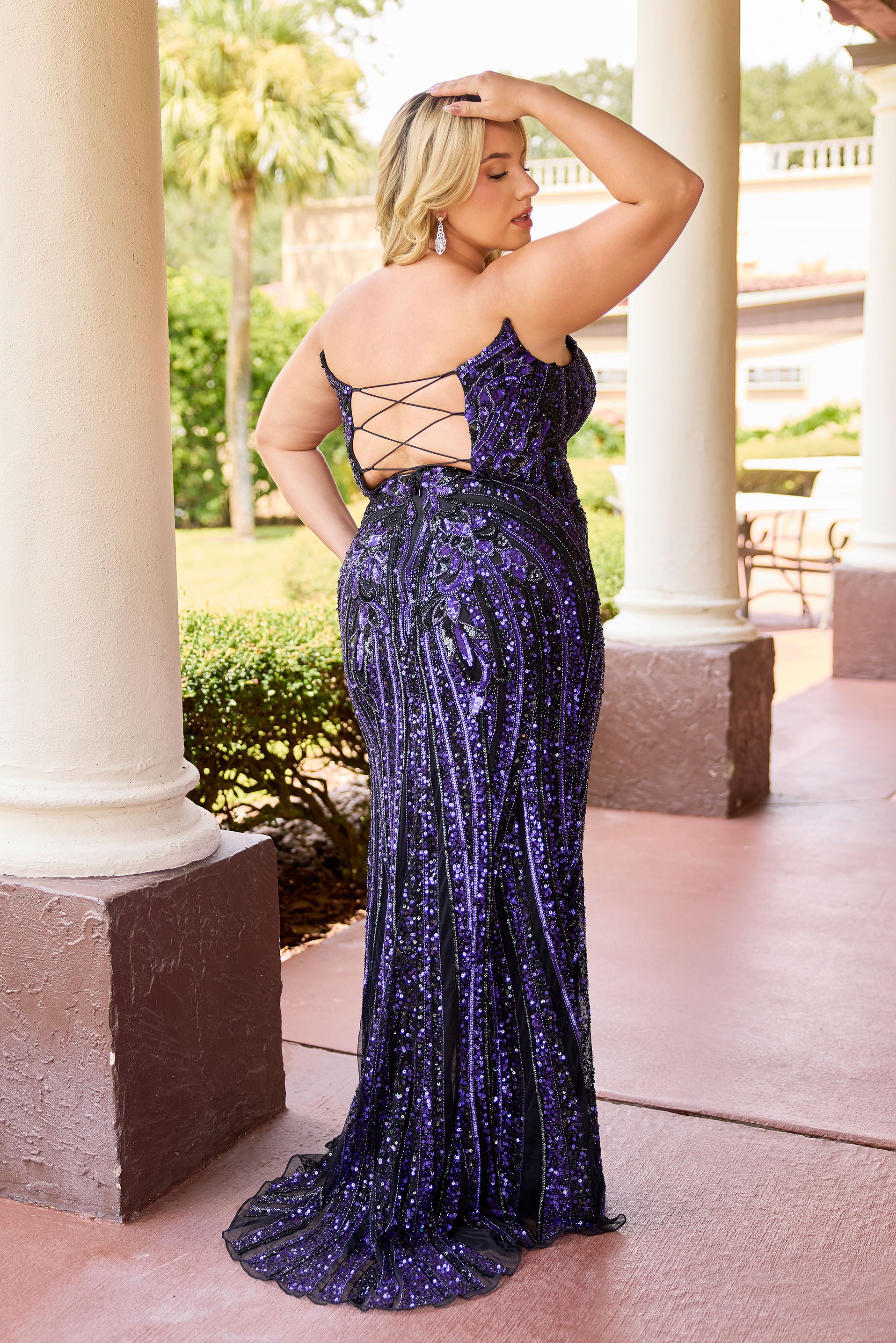 Primavera Couture 14103 Curvy Prom Dress Corset Sequins - Image 13