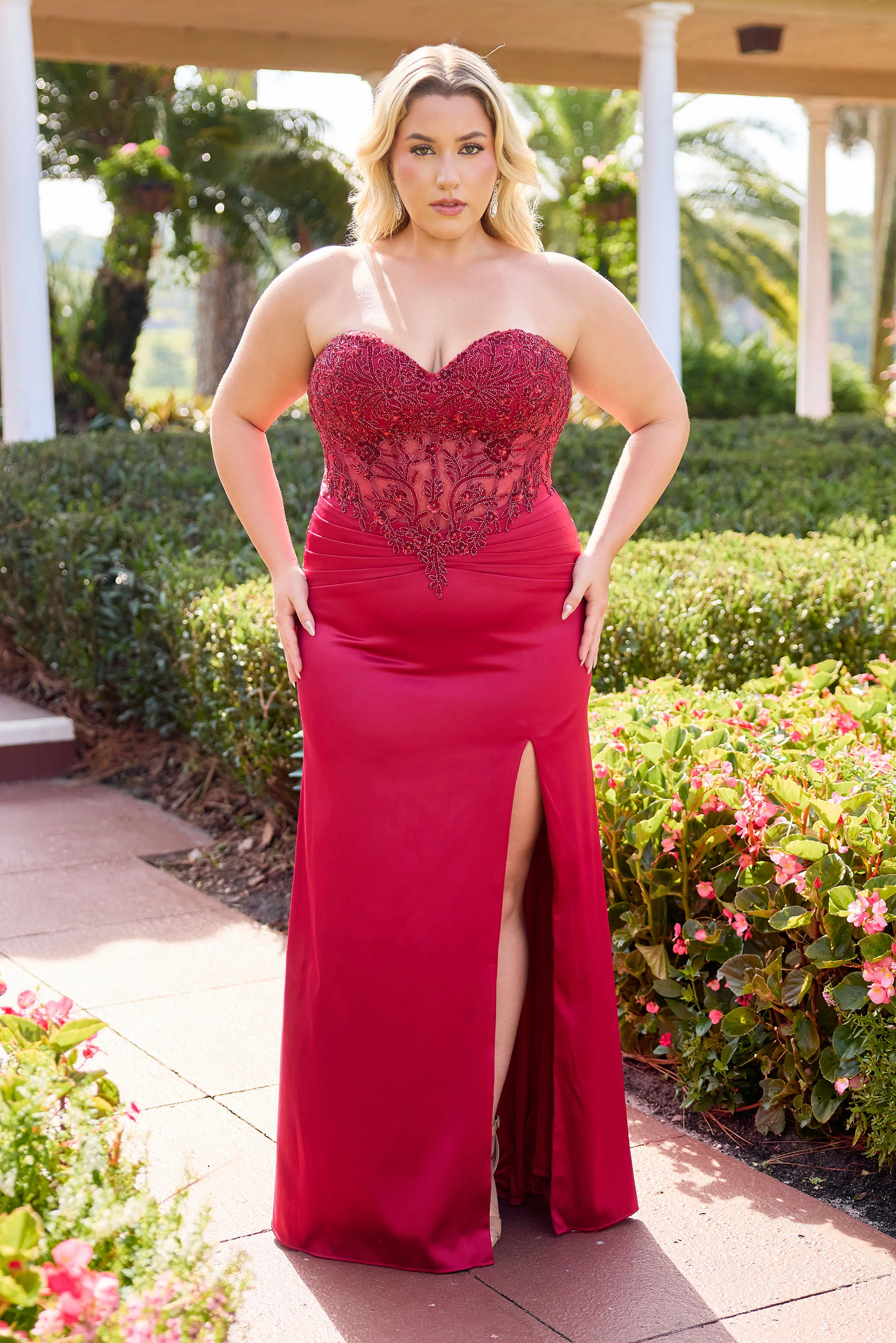 Primavera Couture 14109 Satin Plus Sized Prom Dress Lace - Image 2