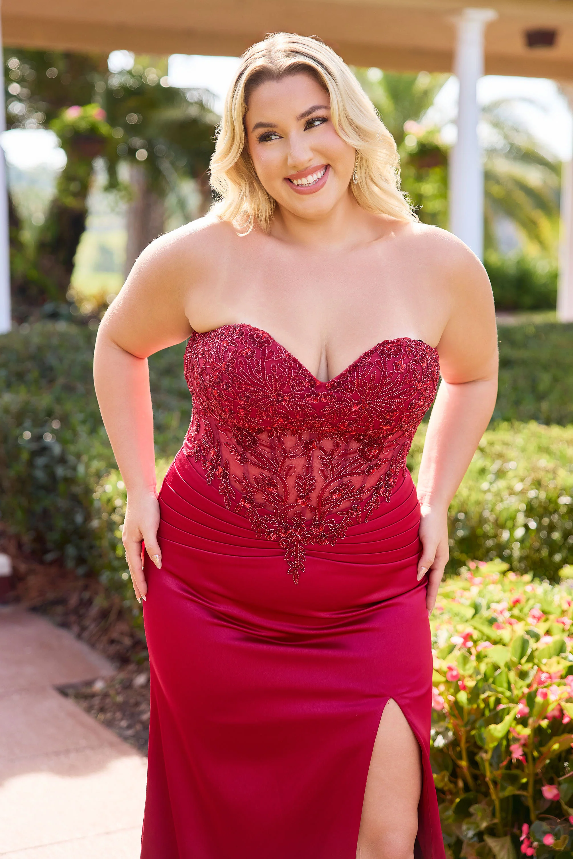 Primavera Couture 14109 Satin Plus Sized Prom Dress Lace - Image 8