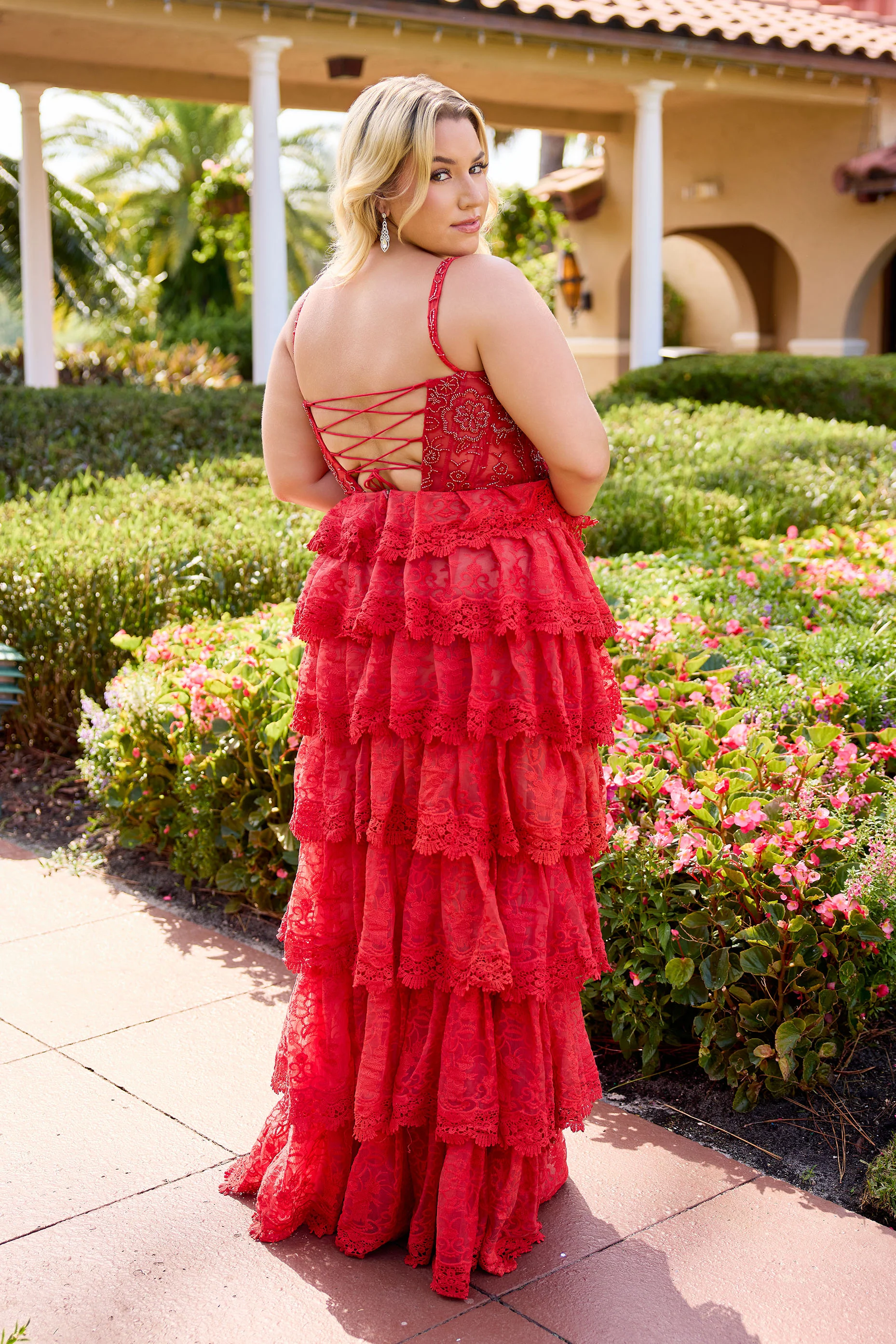 Primavera Couture 14110 Ruffle Layer Prom Dress Lace Gown - Image 4