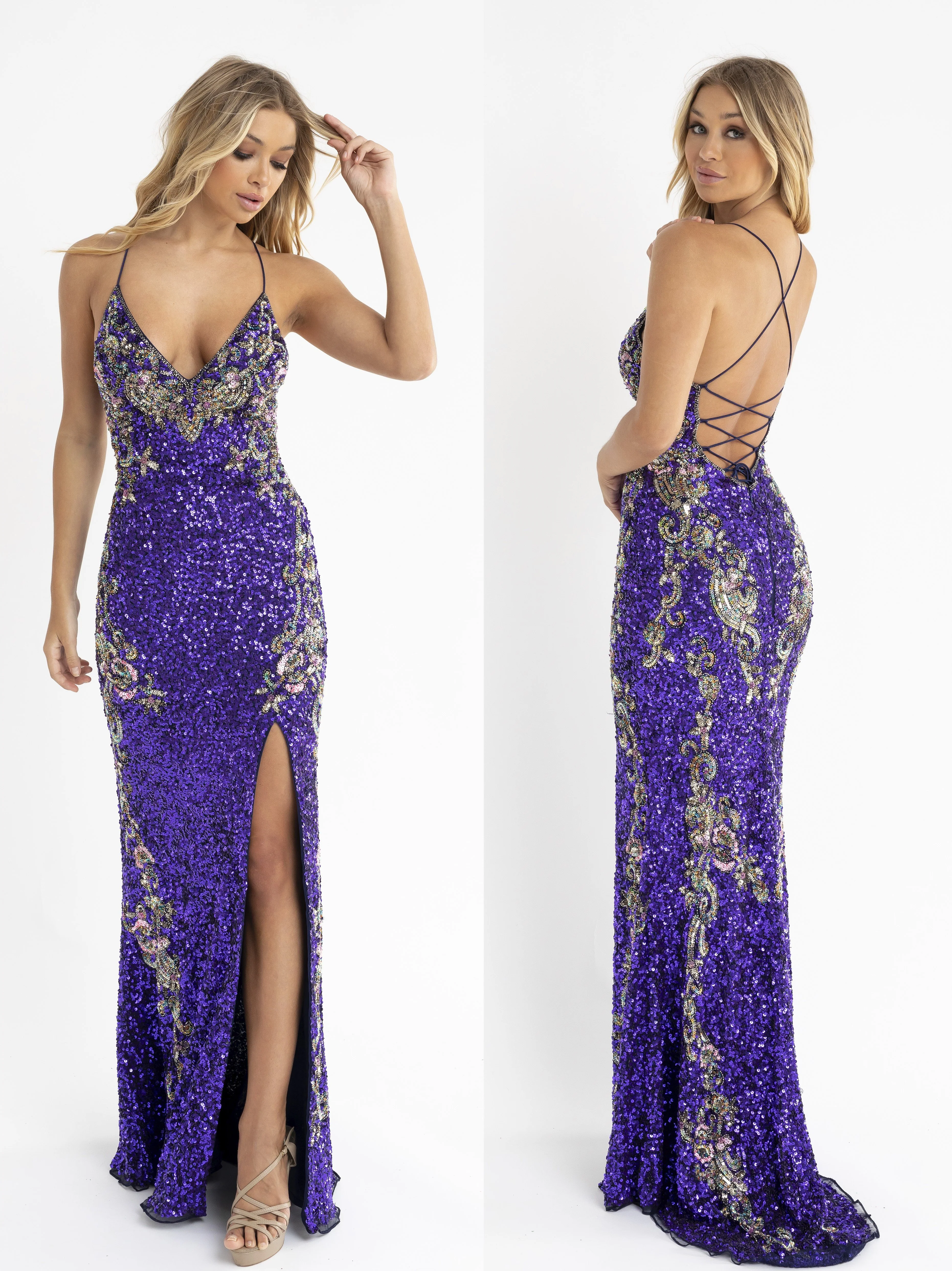 Primavera Couture 3211 Neon Pink Size 10 Sequin Prom Dress Pageant Gown Evening Formal Wear Side Slit - Image 48
