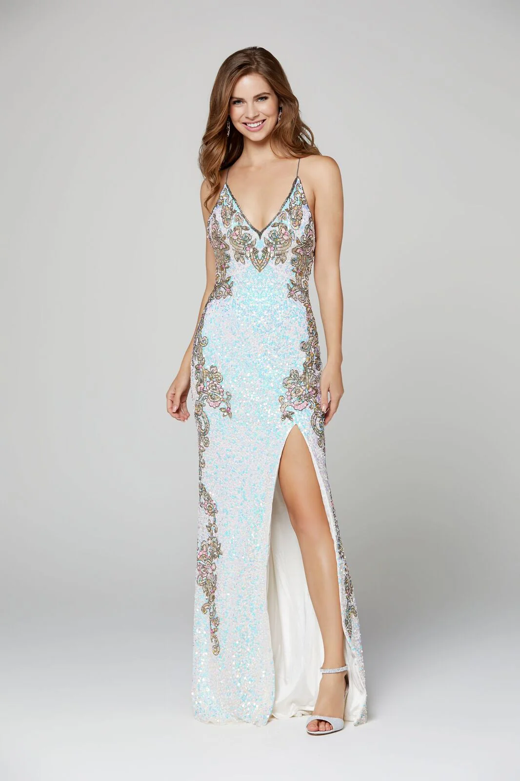Primavera Couture 3211 Size 6 Turquoise Sequin Prom Dress Pageant Gown Evening Formal Wear Side Slit - Image 11
