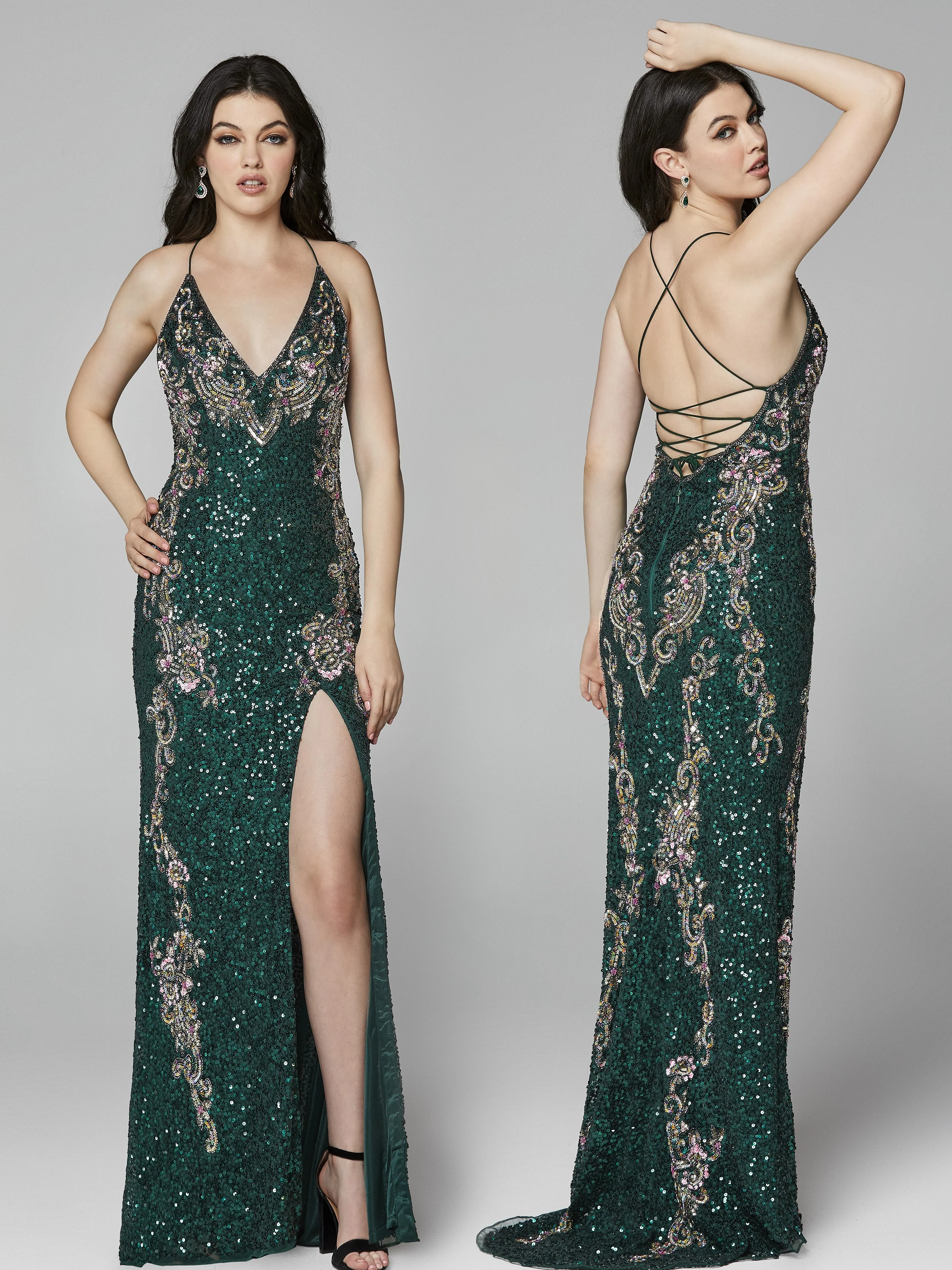 Primavera Couture 3211 Size 6 Turquoise Sequin Prom Dress Pageant Gown Evening Formal Wear Side Slit - Image 18