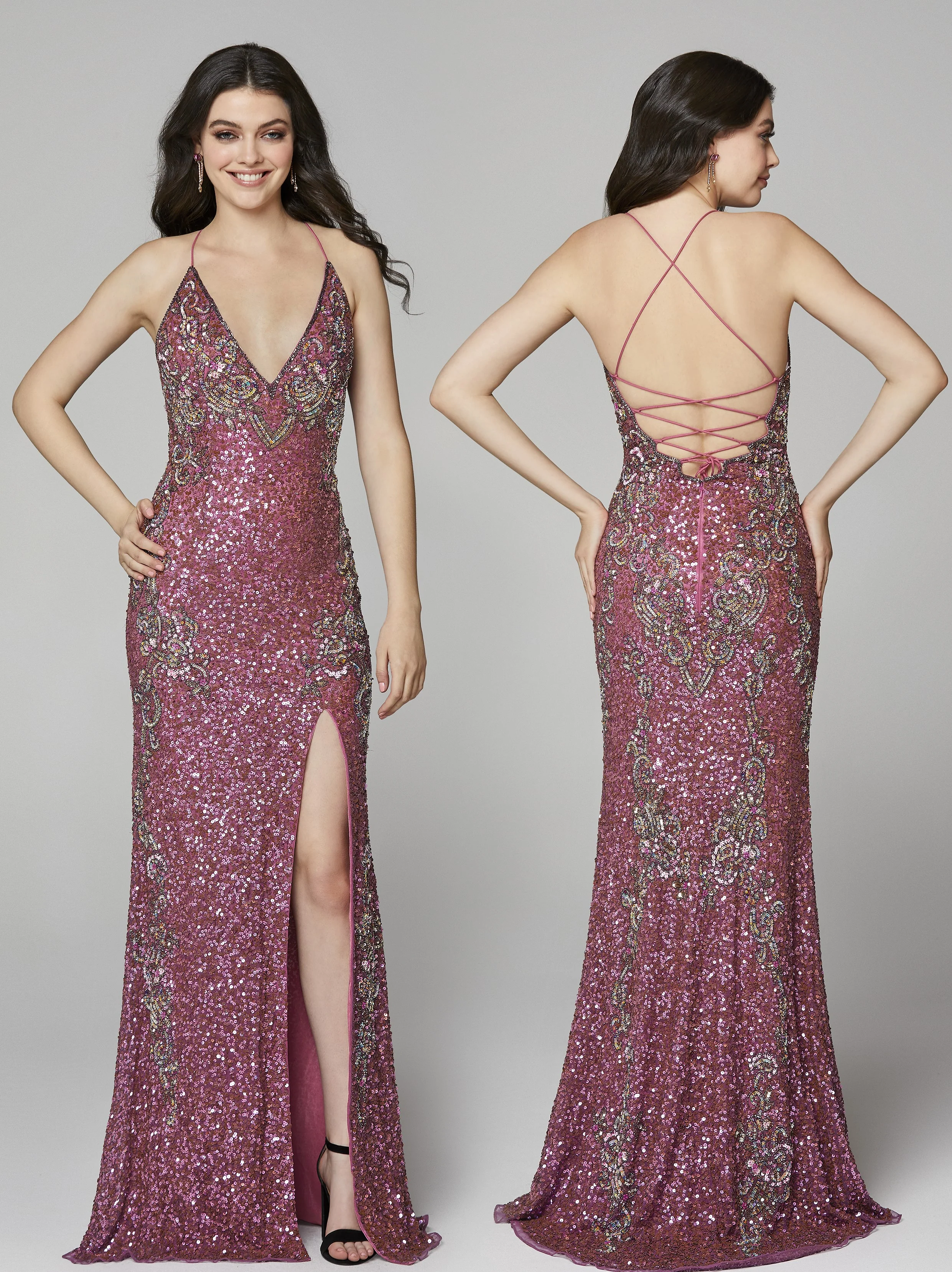 Primavera Couture 3211 Size 6 Turquoise Sequin Prom Dress Pageant Gown Evening Formal Wear Side Slit - Image 20