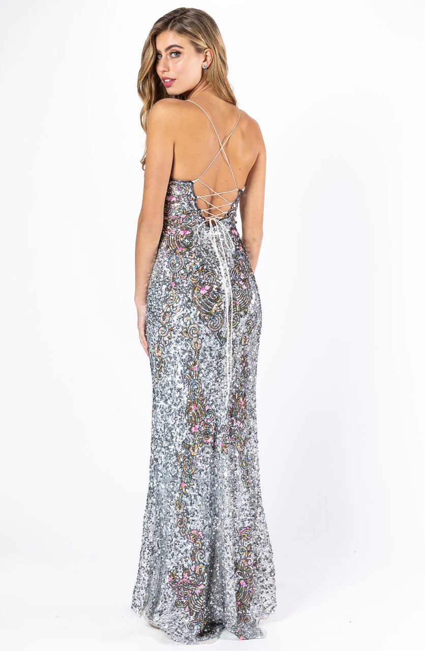 Primavera Couture 3211 Size 6 Turquoise Sequin Prom Dress Pageant Gown Evening Formal Wear Side Slit - Image 25