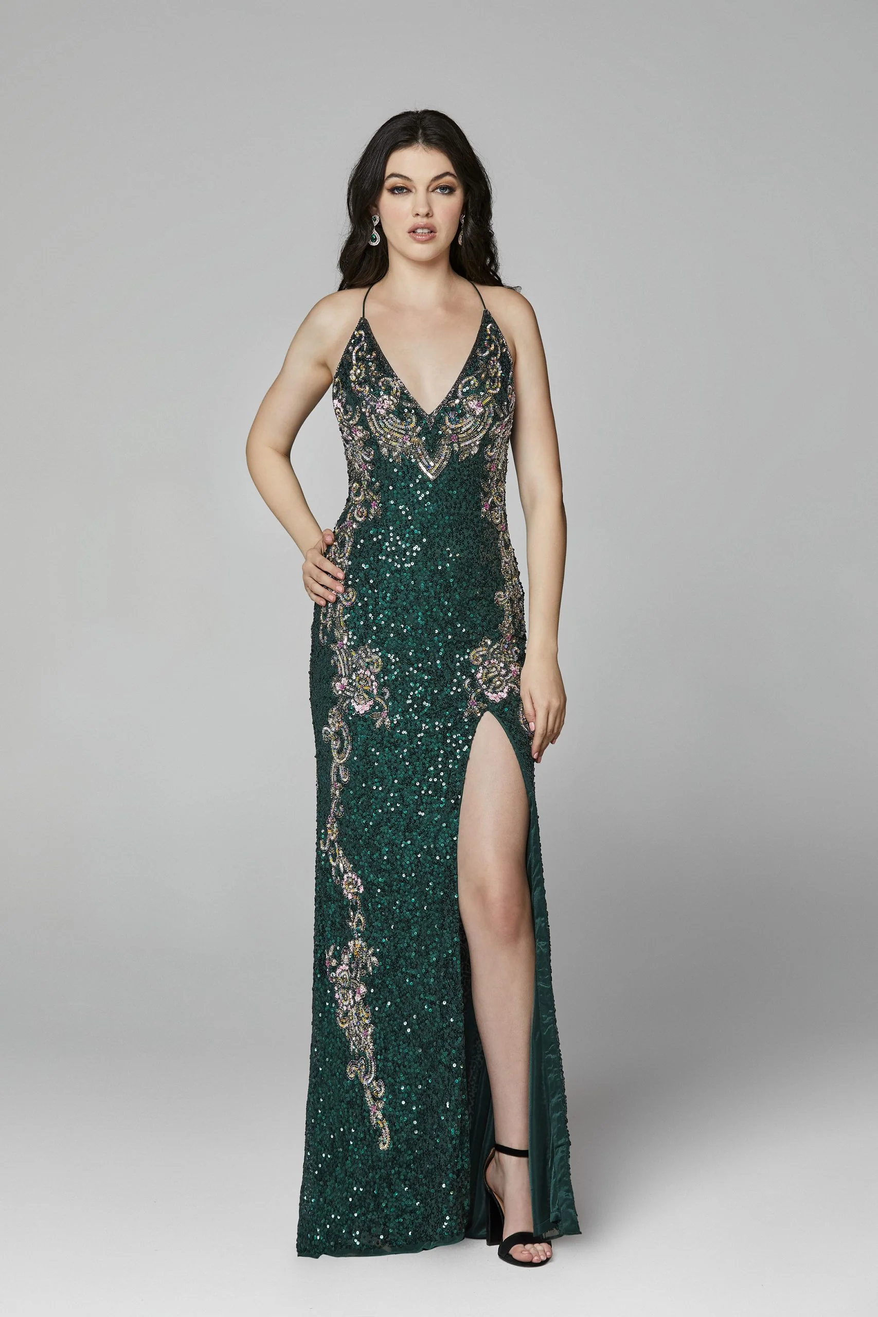 Primavera Couture 3211 Size 6 Turquoise Sequin Prom Dress Pageant Gown Evening Formal Wear Side Slit - Image 37