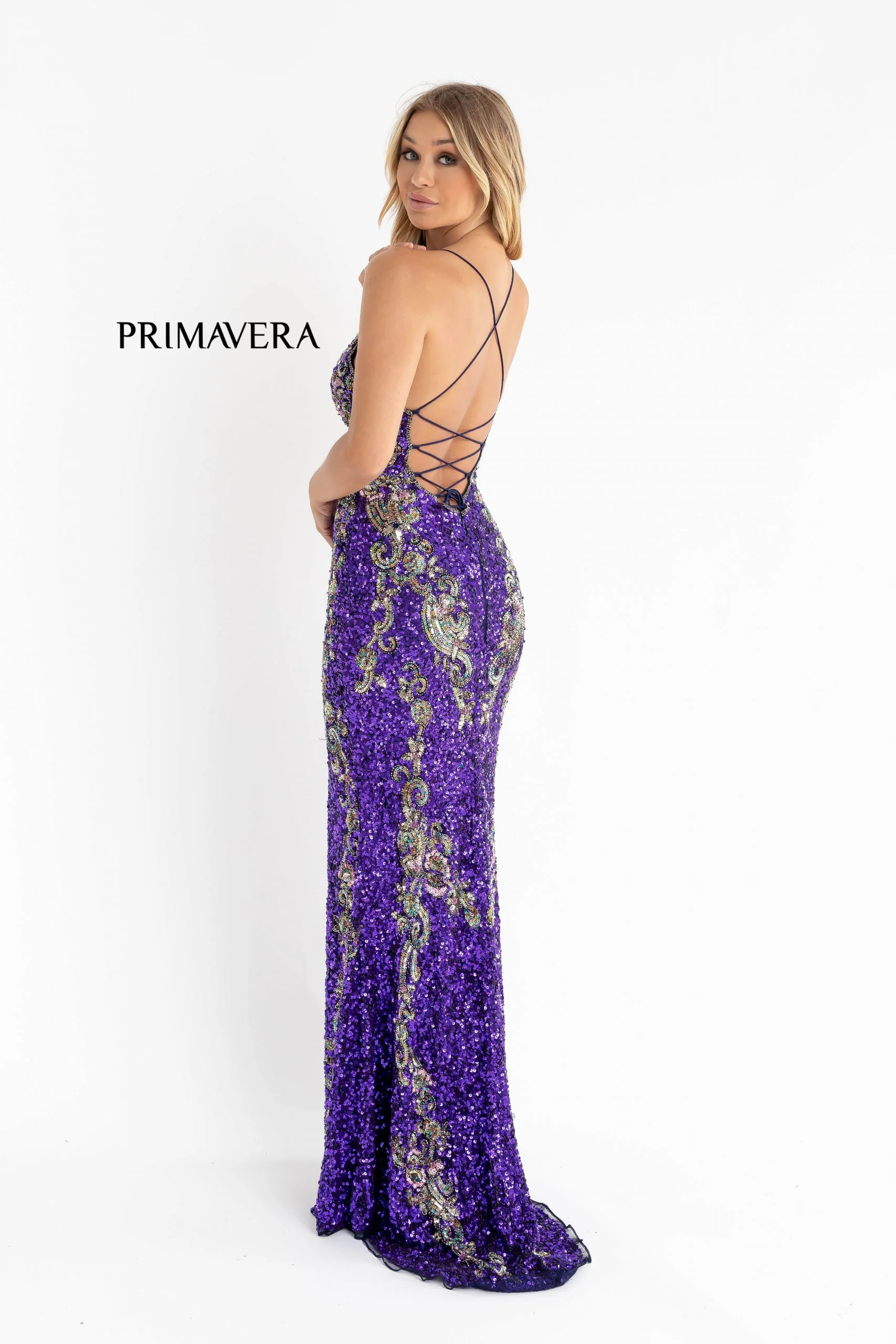 Primavera Couture 3211 Size 6 Turquoise Sequin Prom Dress Pageant Gown Evening Formal Wear Side Slit - Image 50