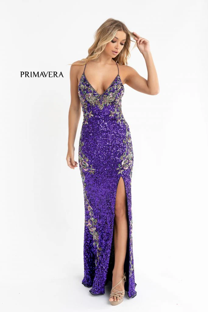 Primavera Couture 3211 Size 6 Turquoise Sequin Prom Dress Pageant Gown Evening Formal Wear Side Slit - Image 52