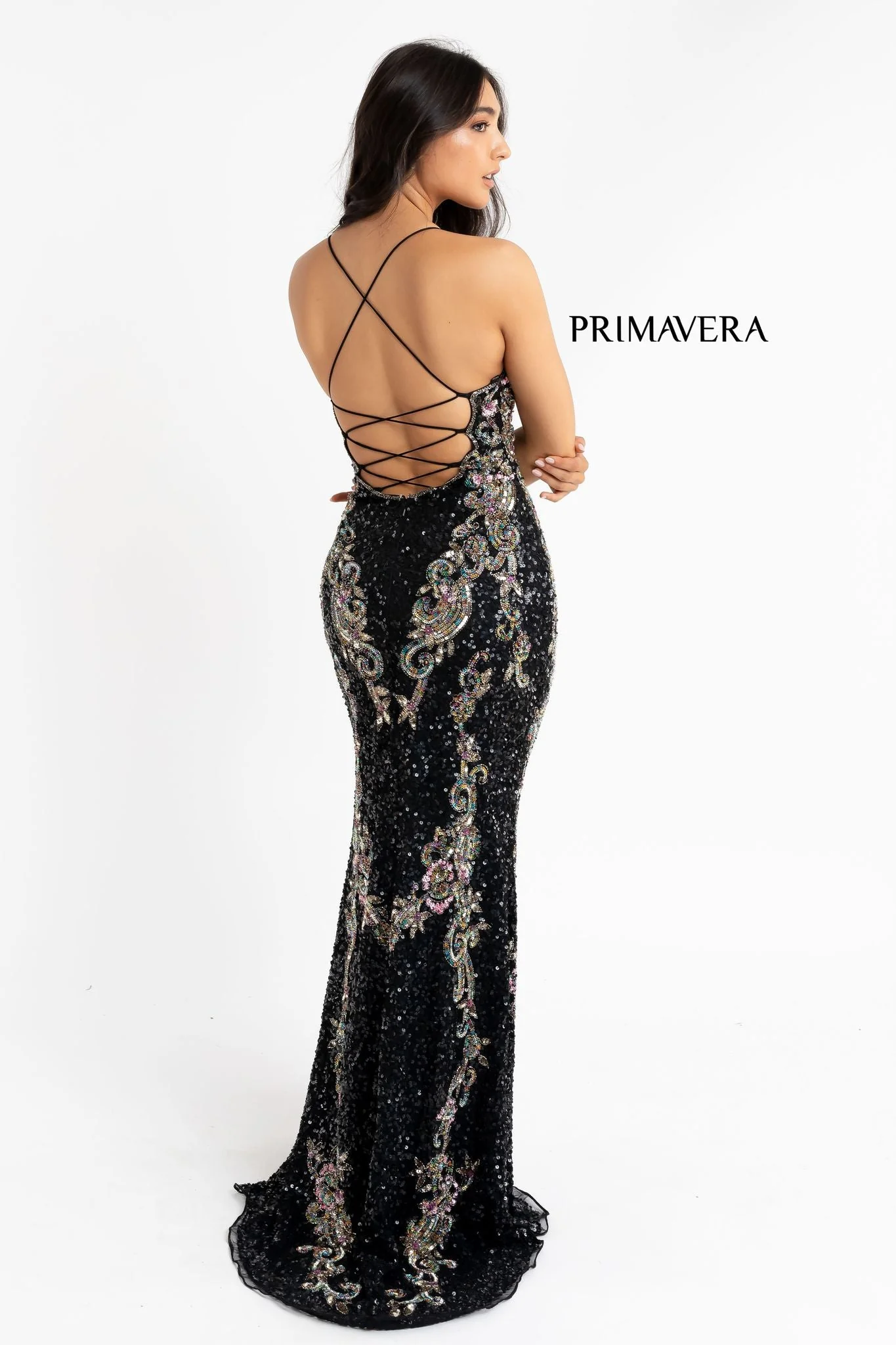 Primavera Couture 3211 Size 12 Ivory Sequin Prom Dress Pageant Gown Evening Formal Wear Side Slit - Image 15