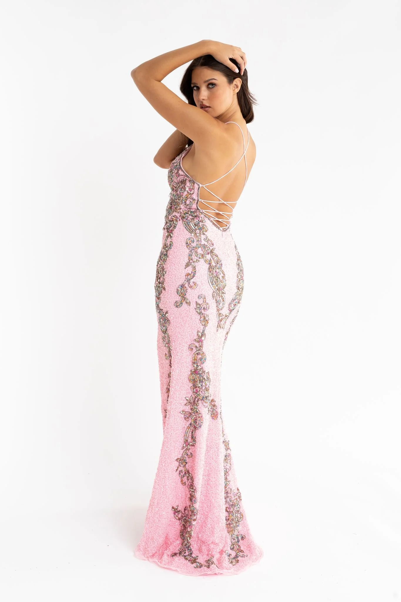 Primavera Couture 3211 Size 12 Ivory Sequin Prom Dress Pageant Gown Evening Formal Wear Side Slit - Image 34
