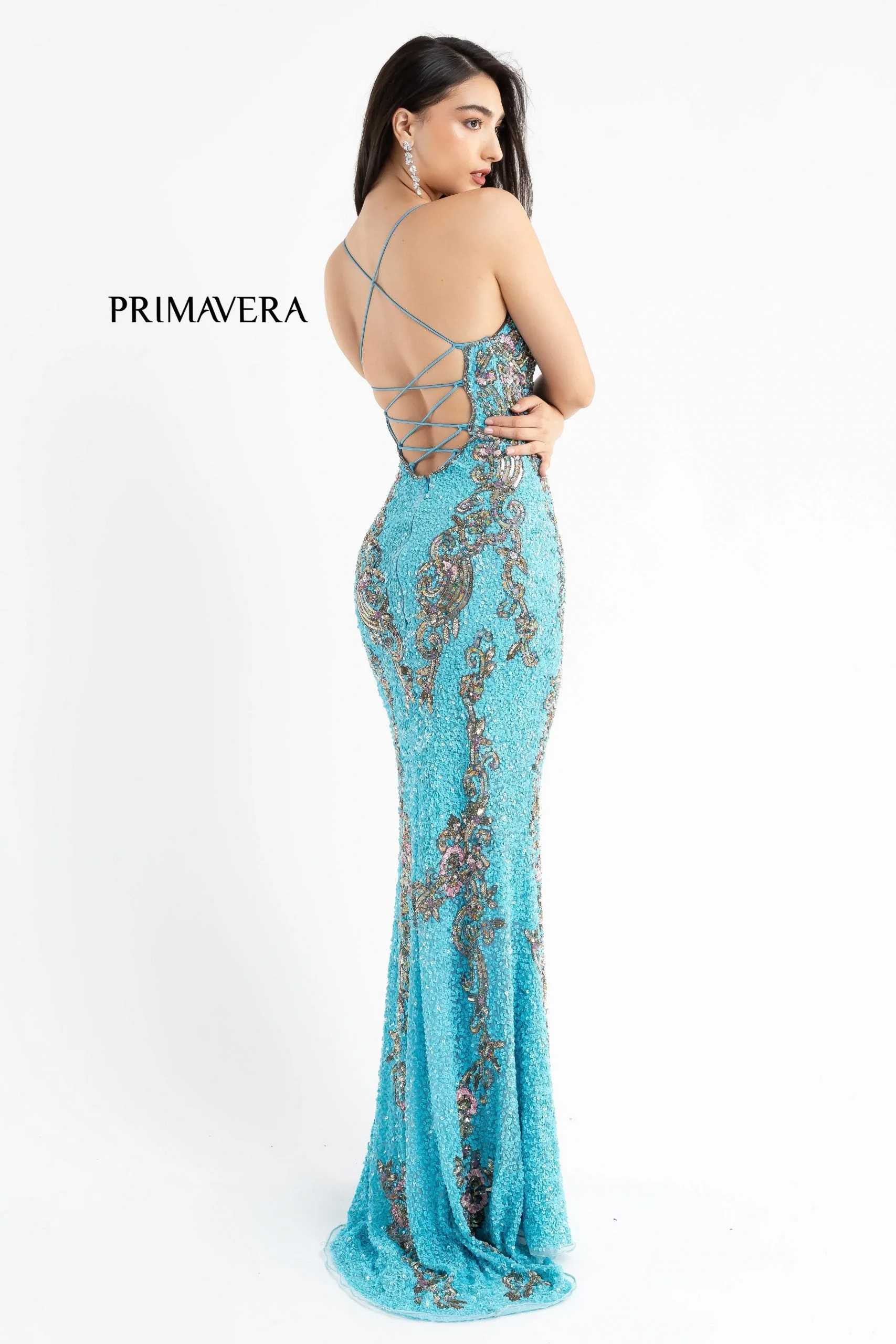 Primavera Couture 3211 Size 12 Ivory Sequin Prom Dress Pageant Gown Evening Formal Wear Side Slit - Image 43