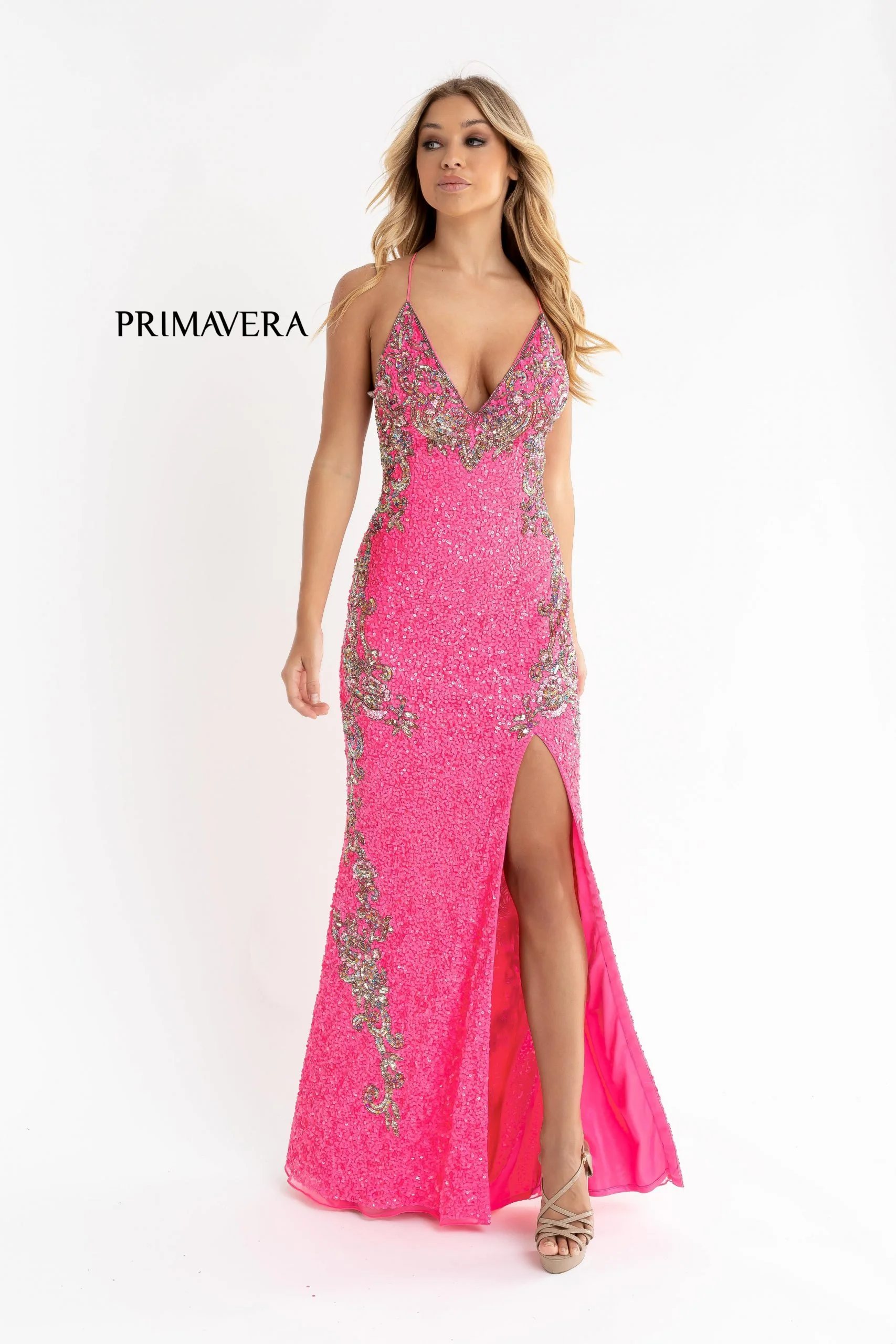 Primavera Couture 3211 Sequin Prom Dress Pageant Gown Evening Formal Wear Side Slit - Image 51
