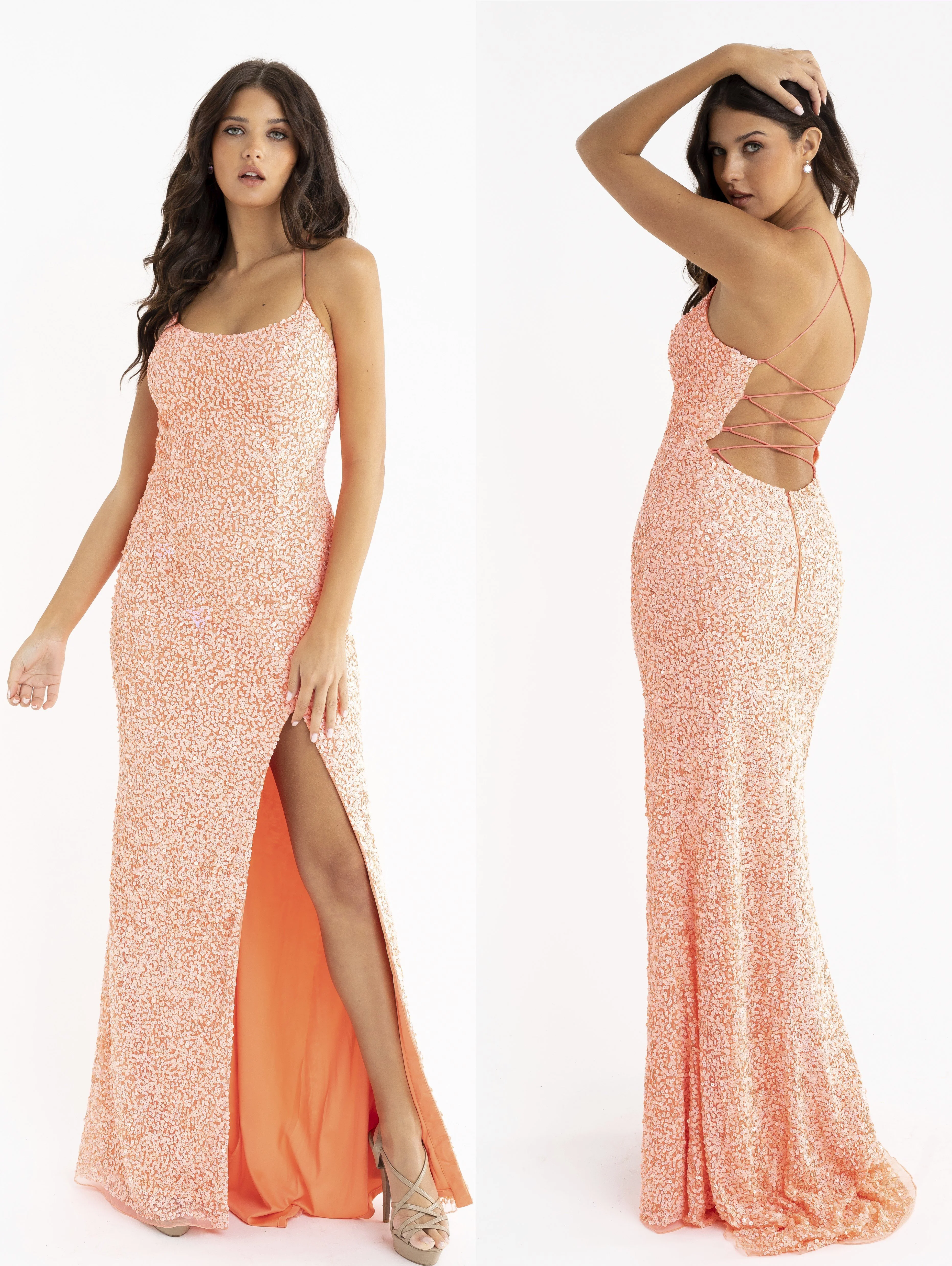 Primavera Couture 3290 Prom Dress Sequins Long Fitted Tie Back Scoop Neckline - Image 63