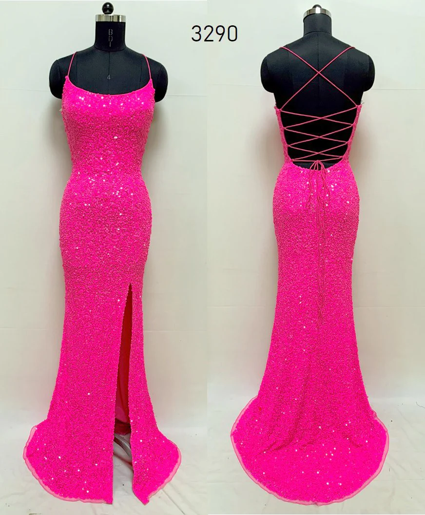 Primavera Couture 3290 Prom Dress Sequins Long Fitted Tie Back Scoop Neckline - Image 41