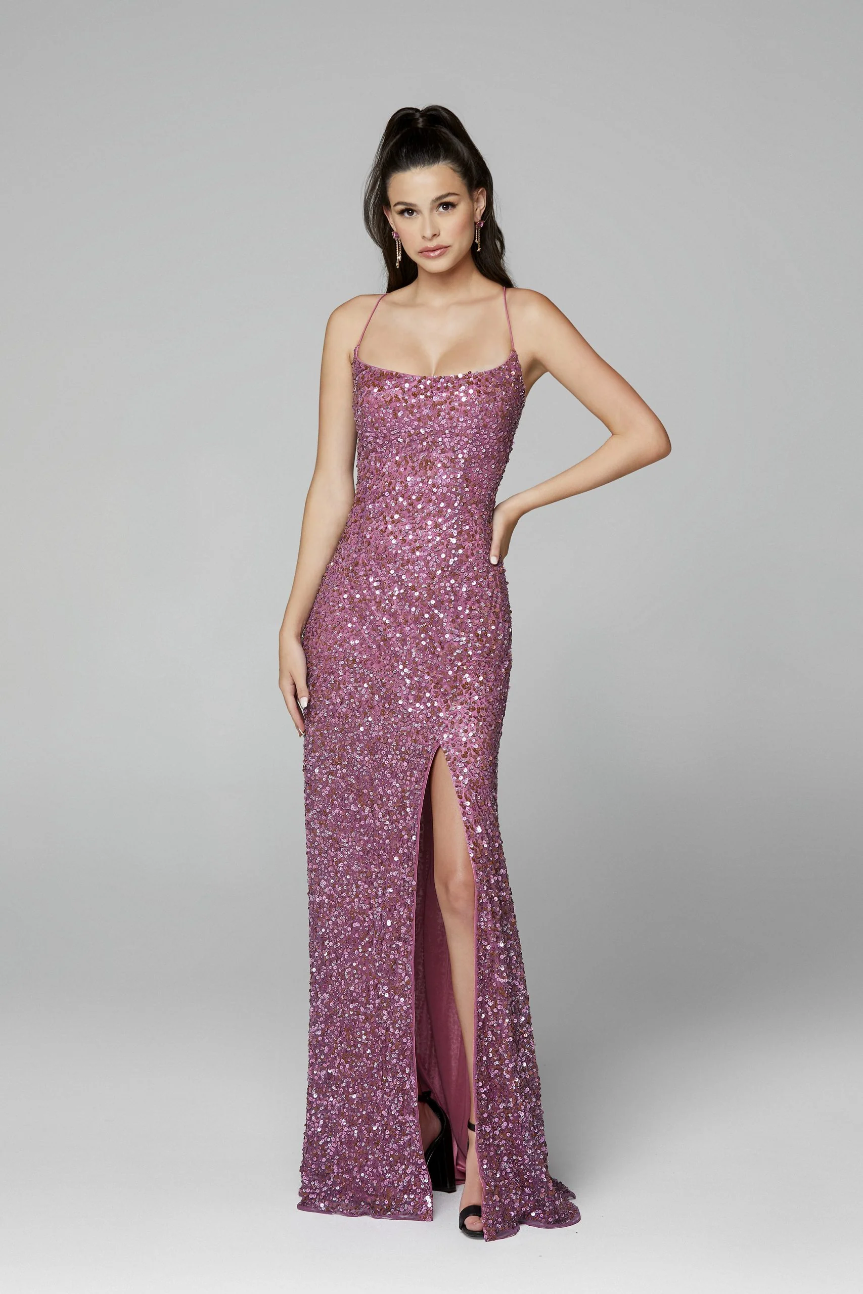 Primavera Couture 3290 Prom Dress Sequins Long Fitted Tie Back Scoop Neckline - Image 16