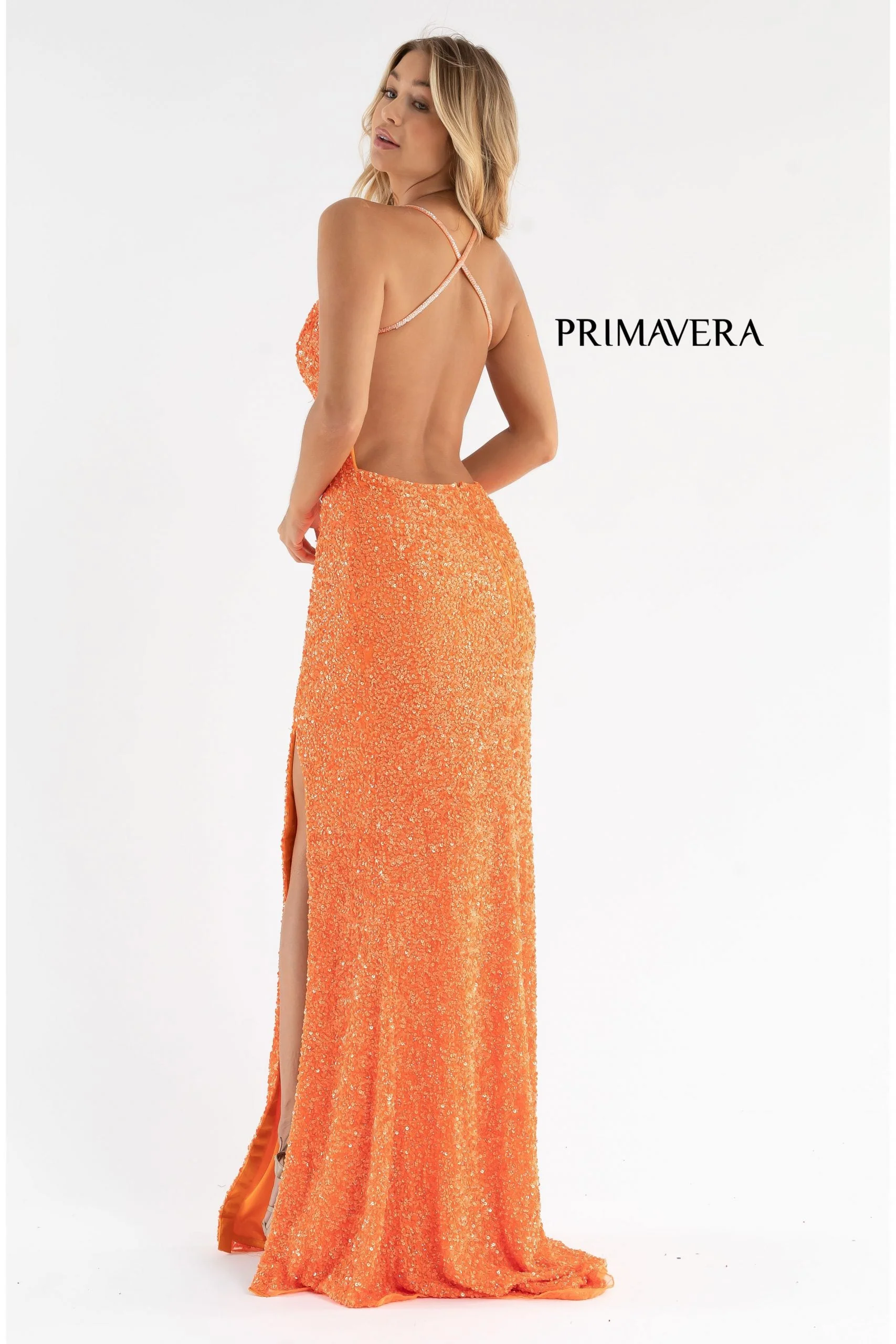 Primavera Couture 3291 Long Fitted Backless Sequin Prom Dress Formal Evening Gown - Image 74