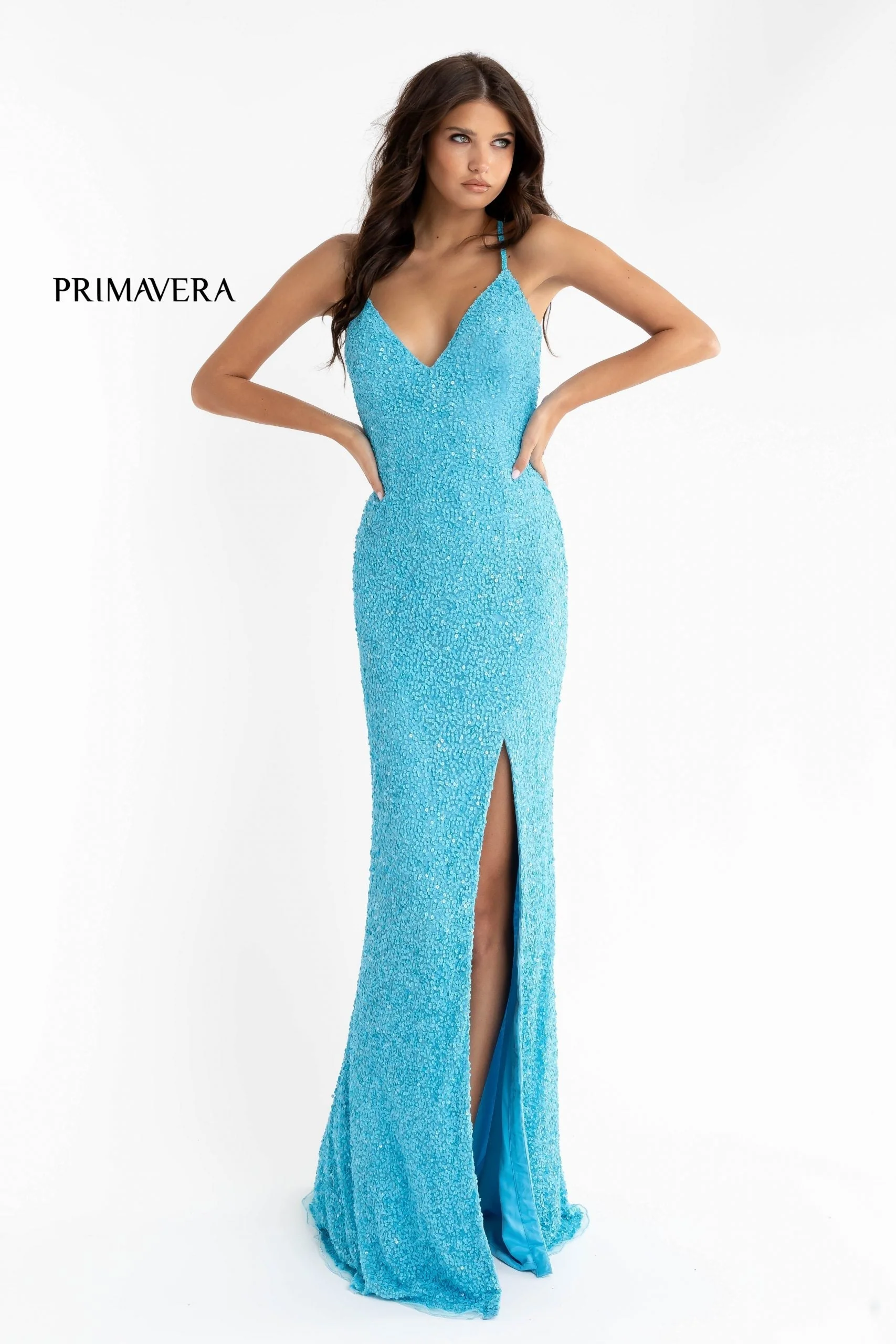 Primavera Couture 3291 Long Fitted Backless Sequin Prom Dress Formal Evening Gown - Image 63